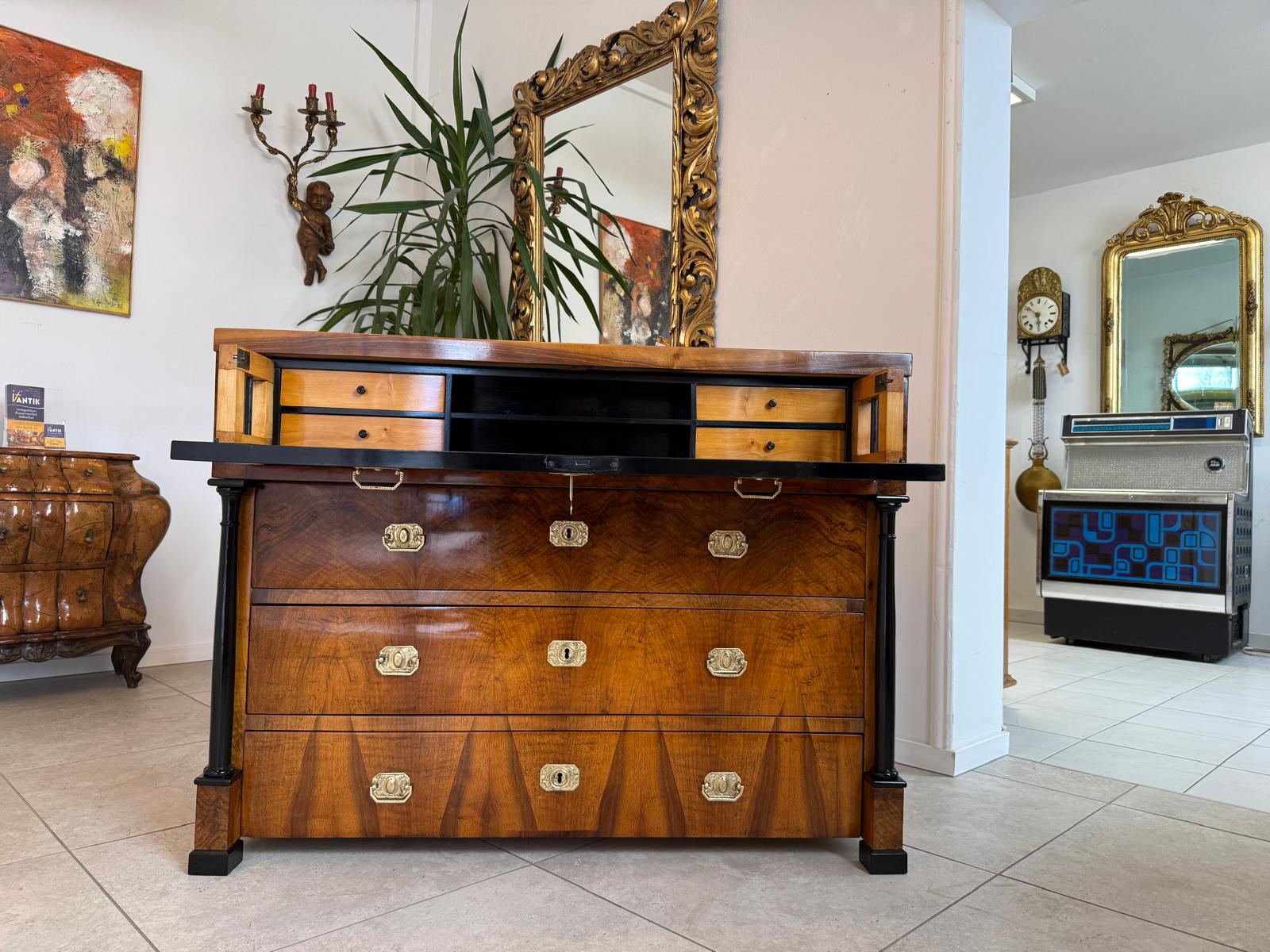 Sale Restaurierte Biedermeier Schreibkommode Nussholz Antiquität D1192