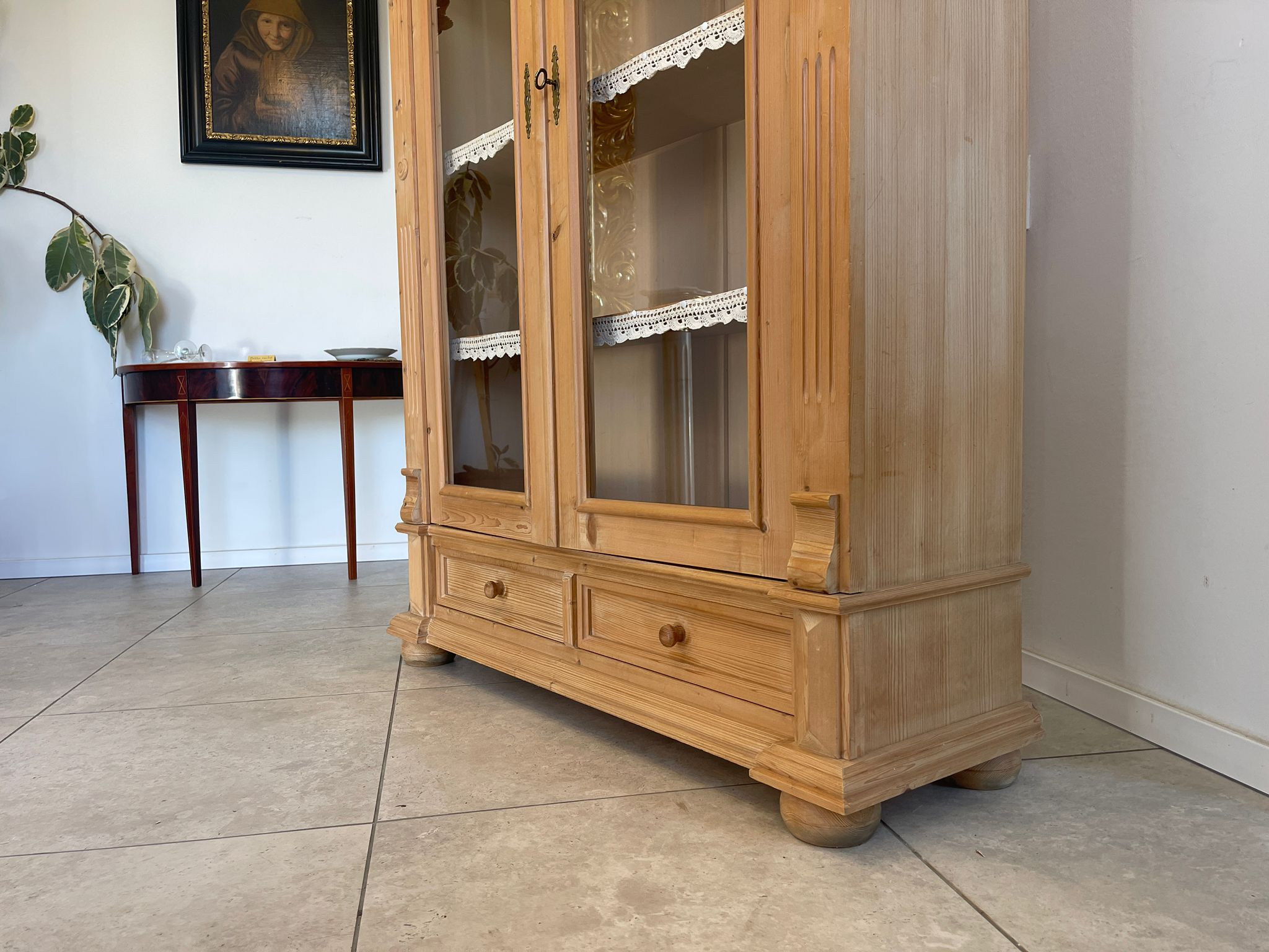 Bäuerliche Vitrine Naturholz Bücherschrank A5137