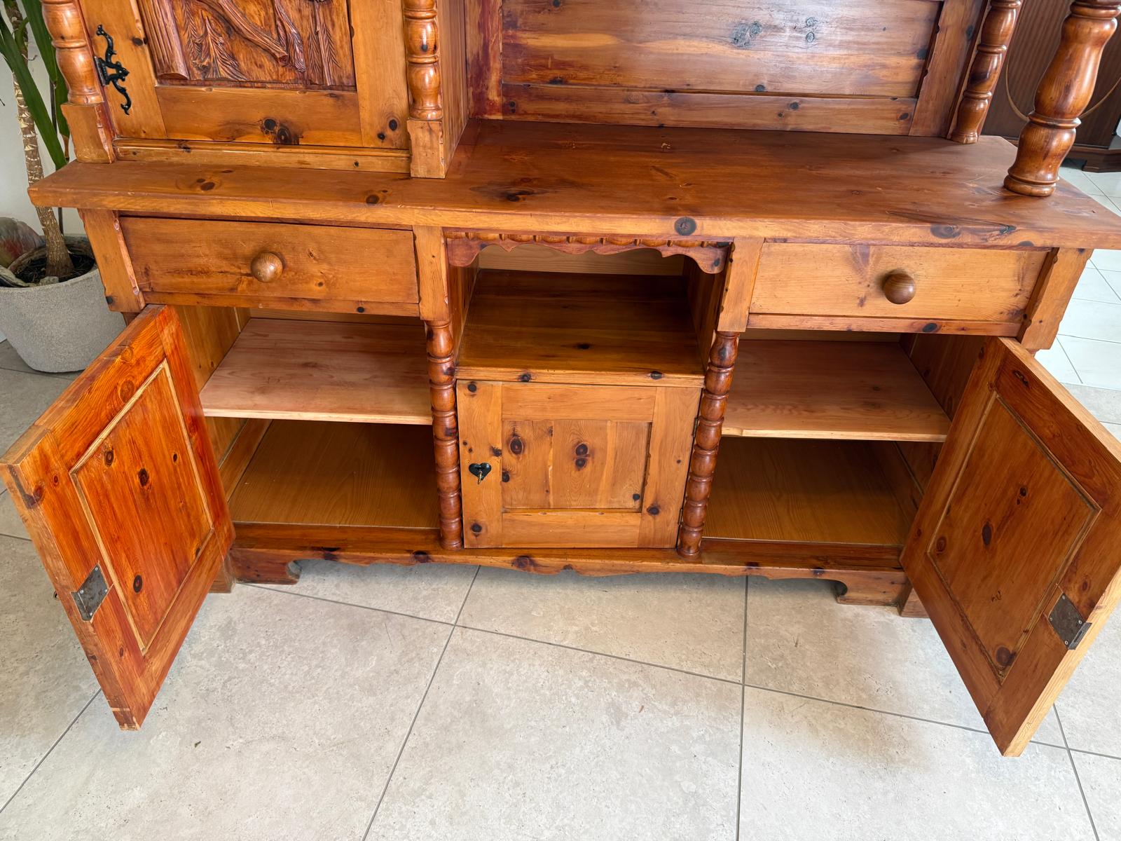 Historismus Kredenz Aufsatzschrank Buffet Tiffany Verglasung G1990