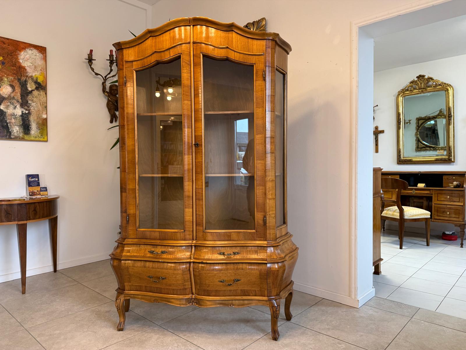 Bücherschrank Barock Barockstil Vitrine Glasschrank Wohnzimmerschrank G2236