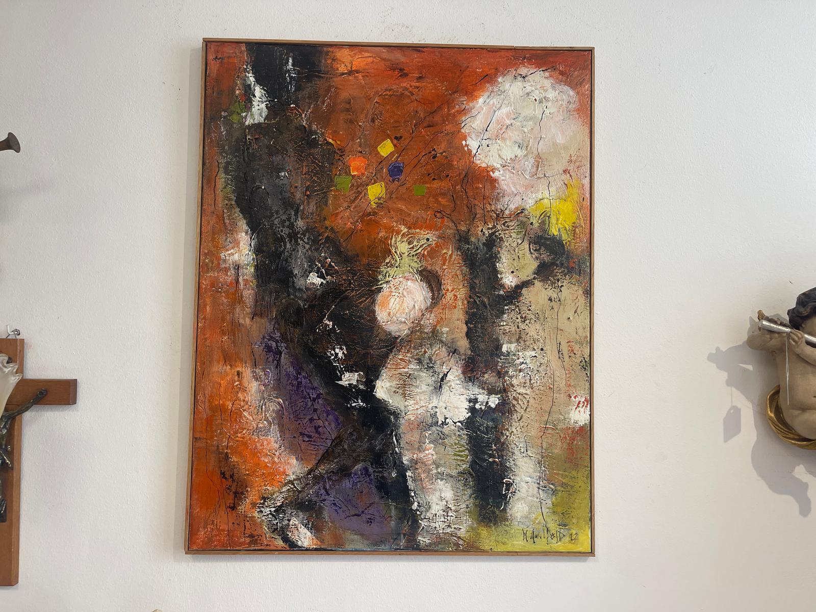 Originalgemälde „Fasnacht“ von Manfred Leupold (1938) – Zeitgenössisch abstrakte Ölmalerei (2012) ÖLB1
