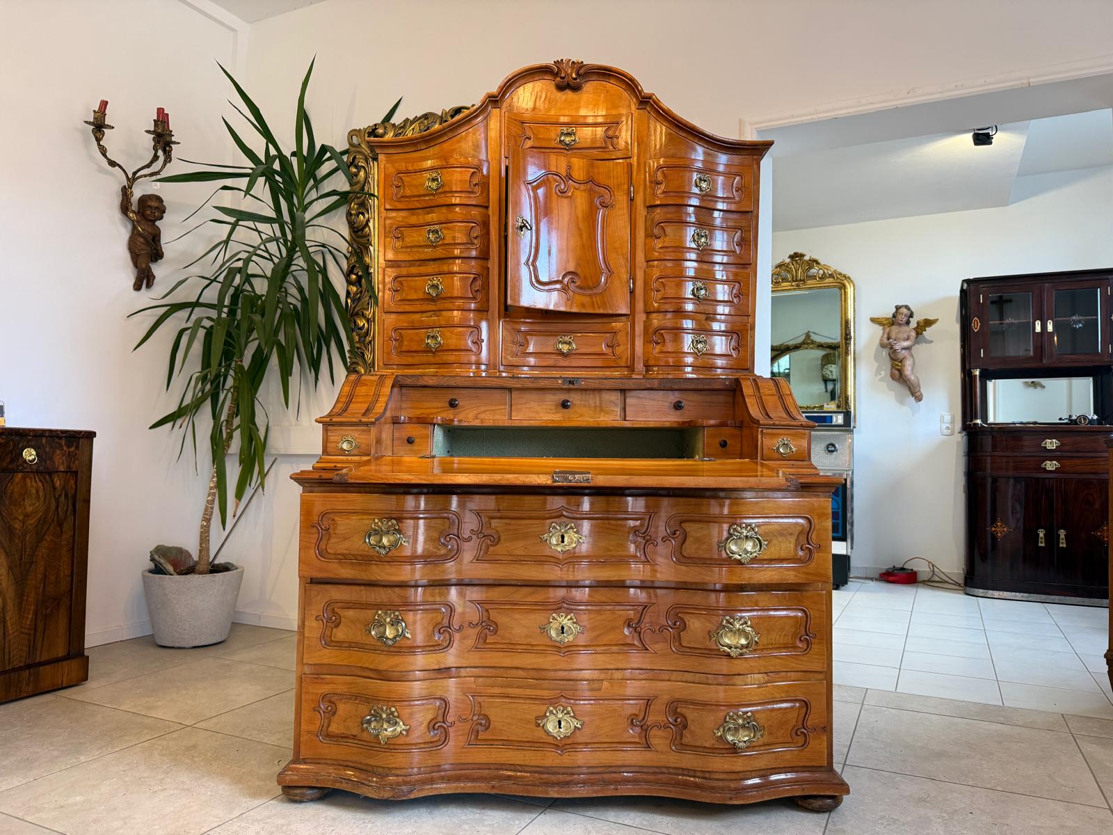 Originale Barocktabernakl Aufsatzkommode Vitrine Antiquität Tabernakl D1144