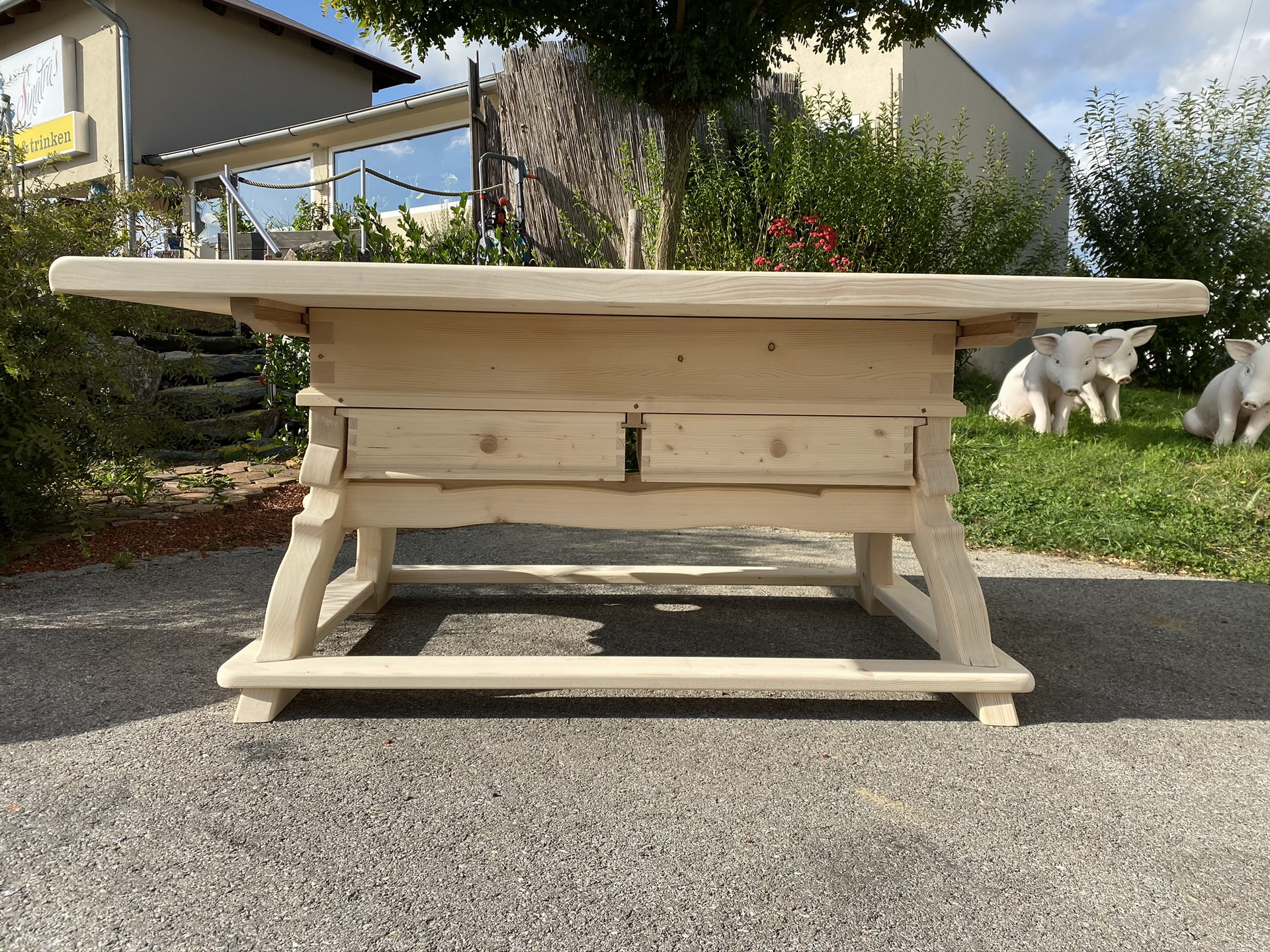 jogltisch-Bauerntisch-TIsch_152 Massiver Jogltisch Bauerntisch aus Fichte, original Jogltisch, Naturholz, Modell A2199