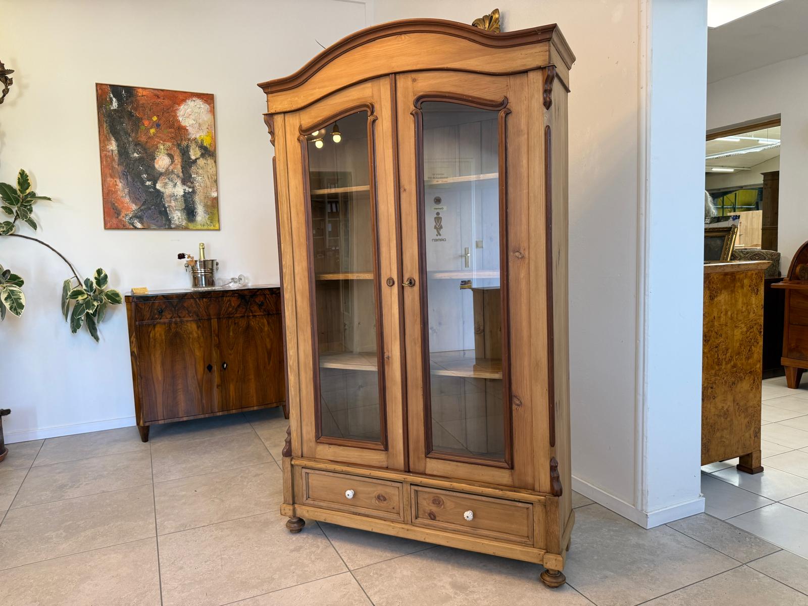 Originale Vitrine Glasvitrine Bücherschrank Bauernvitrine Antik Bauernkasten G1933