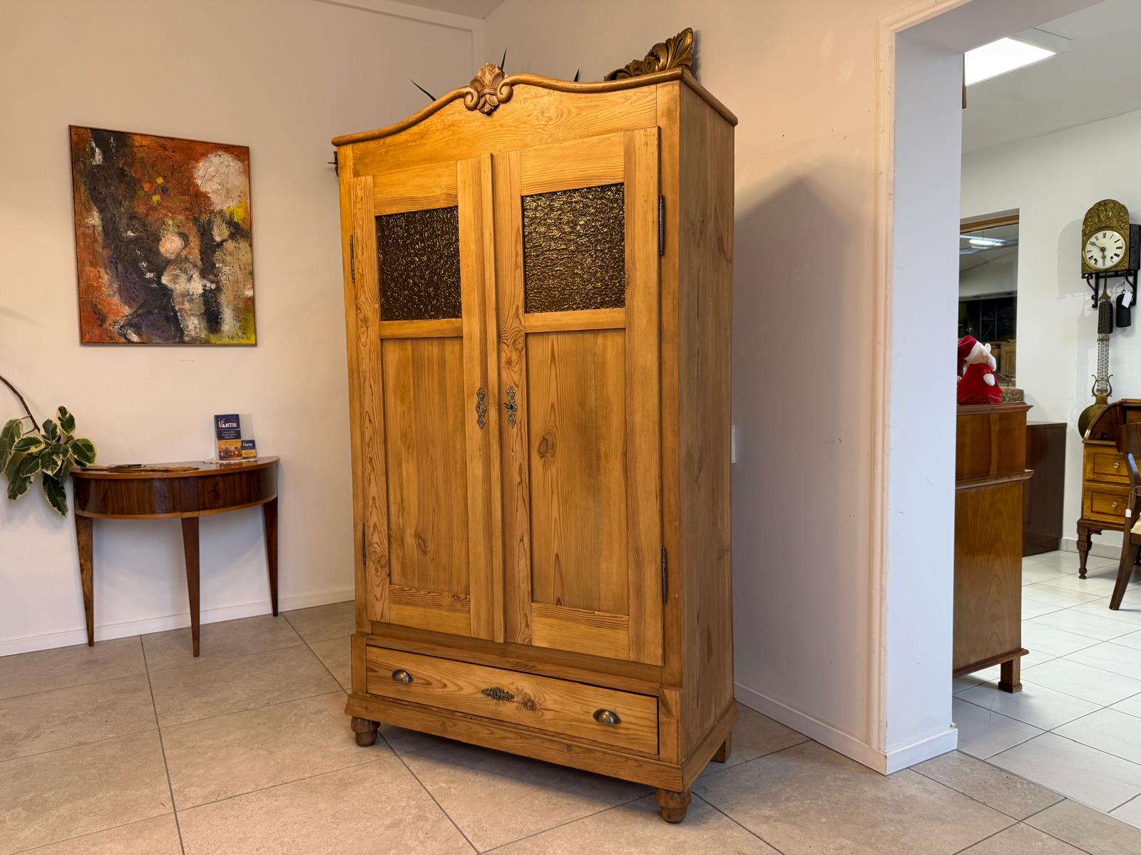 Originaler Bauernvitrinenschrank Biedermeierschrank Vitirnenschrank Bücherschrank G2263