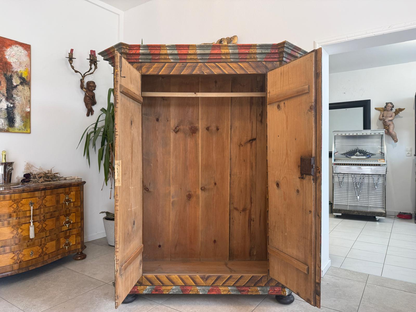 Originaler Bauernschrank Biedermeierschrank Handbemalt Reiterkasten D2795