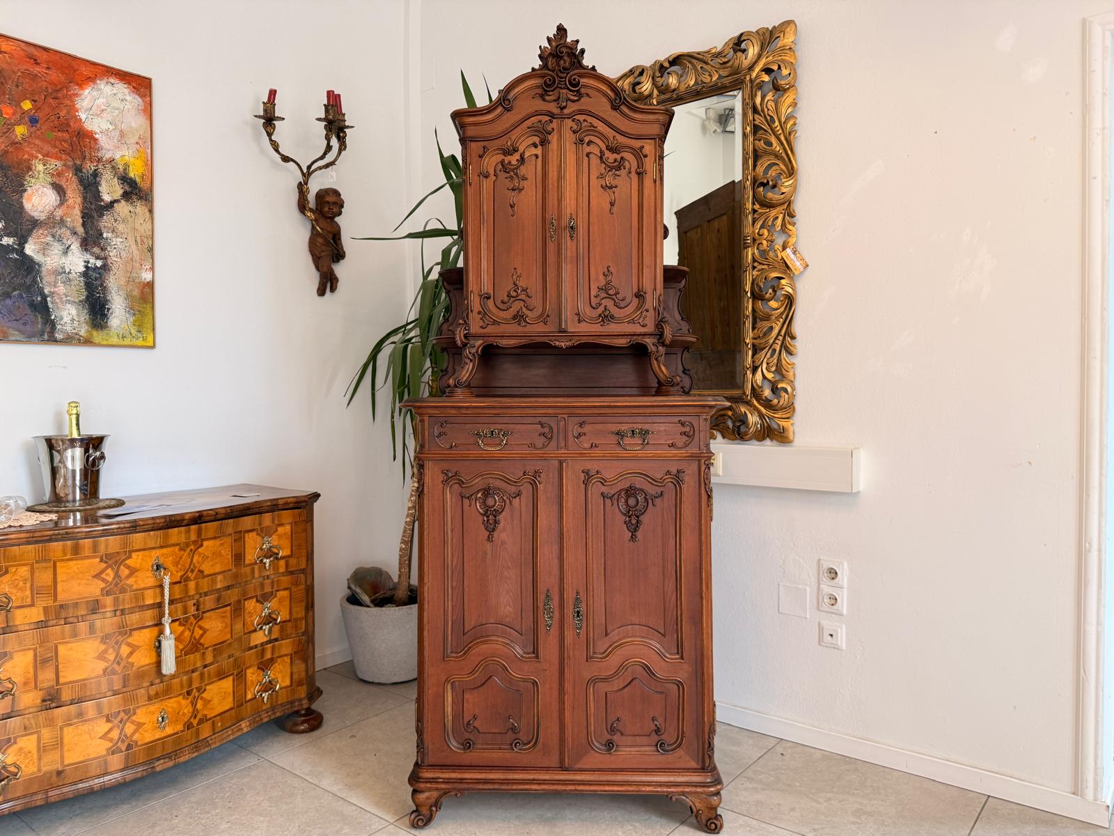 SALE Pfeiferlbarock Aufsatzbuffet Altarschrank Aufsatzschrank Eichenholz  D2663
