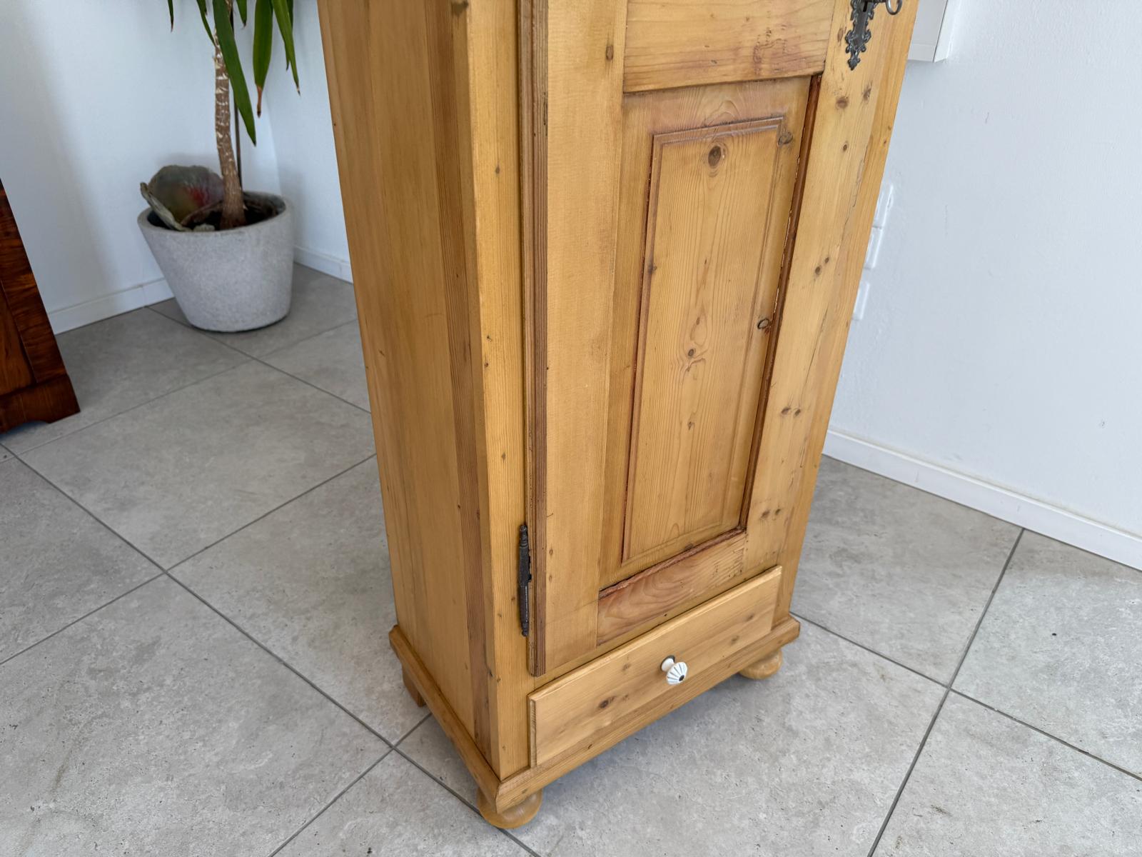Bäuerlicher 1 türiger Bauernschrank Jugendstil Naturholzschrank G1853