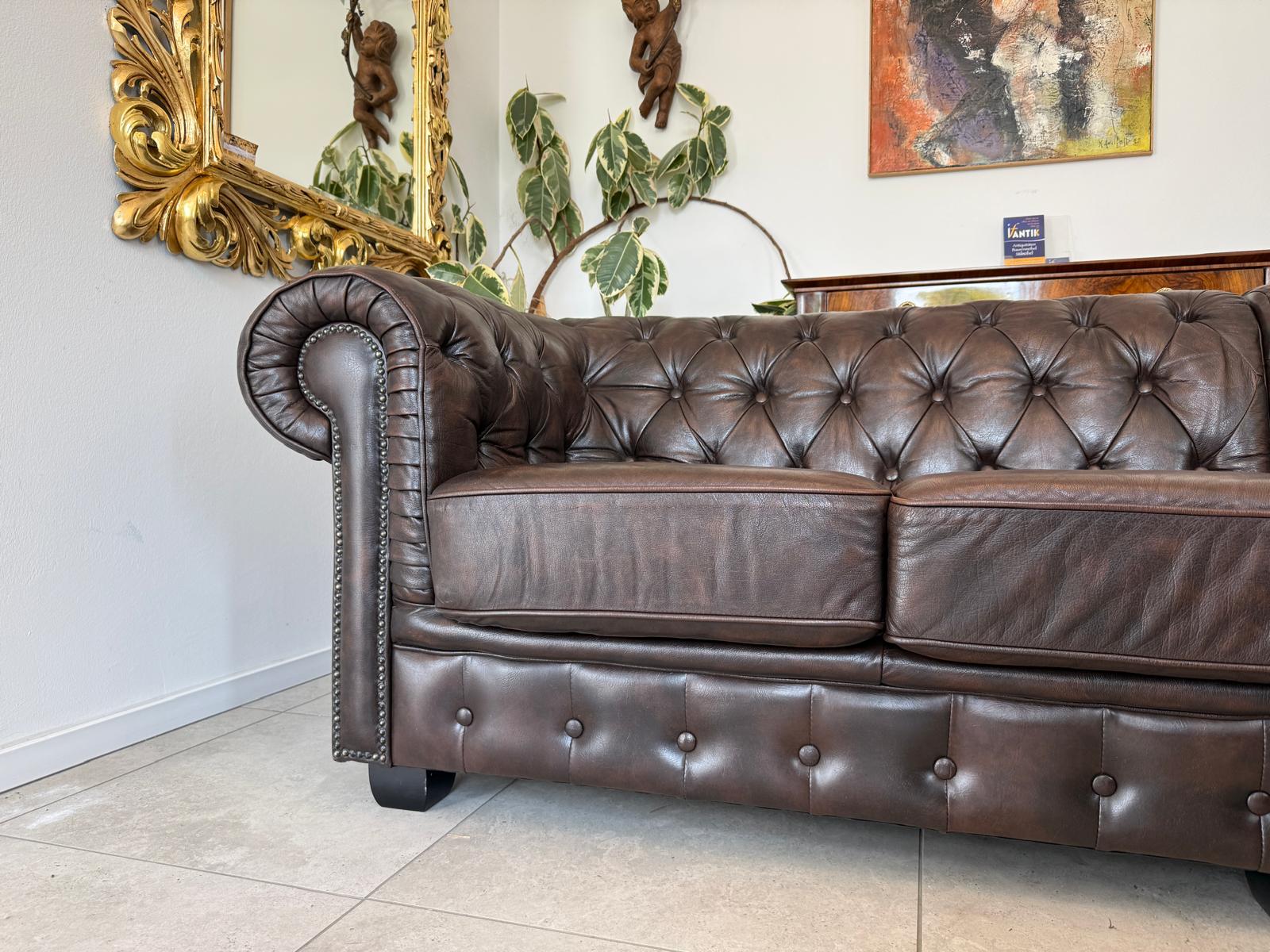 Chesterfield Ecksofa Clubsofa Couch Zigarrenbraun D2522