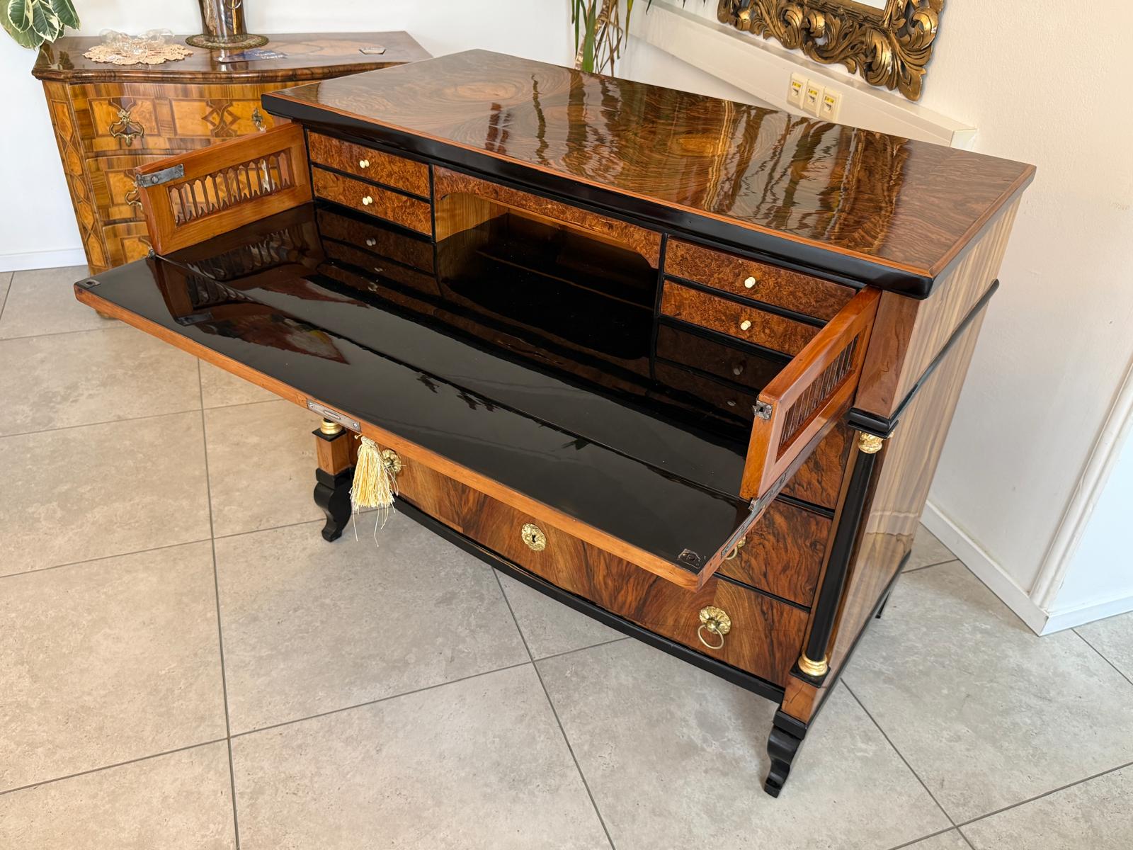 SALE Restaurierte Empire Schreibkommode Nussholz Antiquität Antikmöbel D2680