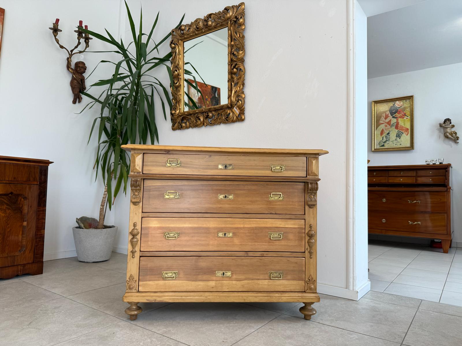 Restaurierte Gründerzeit Kommode 4 Laden Fichtenholz Bauernmöbel G1842