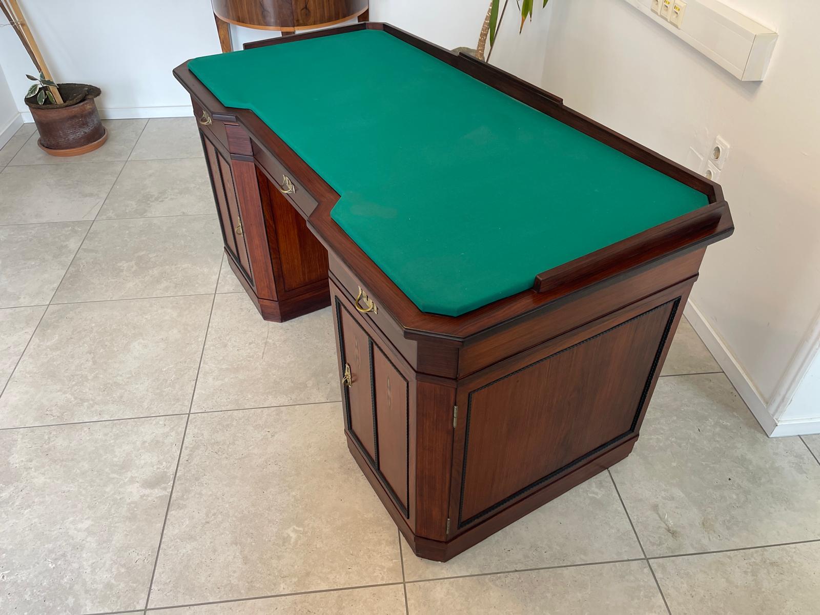 SALE Art Deco Schreibtisch Sekretär - Mahagoni, elegant, antik, 3 Schubladen, Chrombeschläge - Originalstück G1172