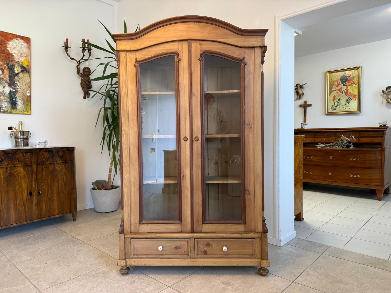 Originale Vitrine Glasvitrine Bücherschrank Bauernvitrine Antik Bauernkasten G1933