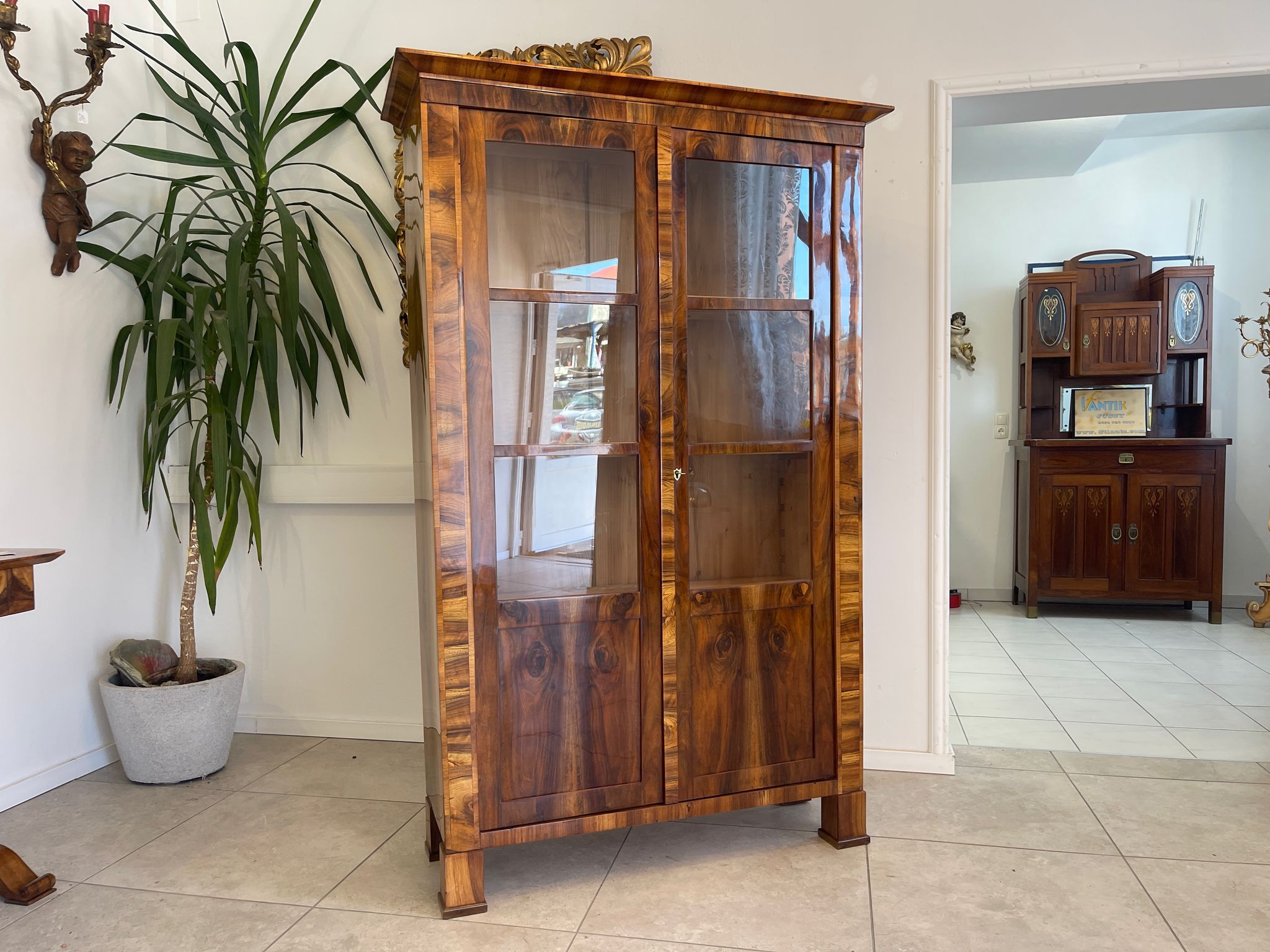 SALE Restaurierte Biedermeier Vitrine Bücherschrank Bibliotheksschrank ANTIQUITÄT G1374