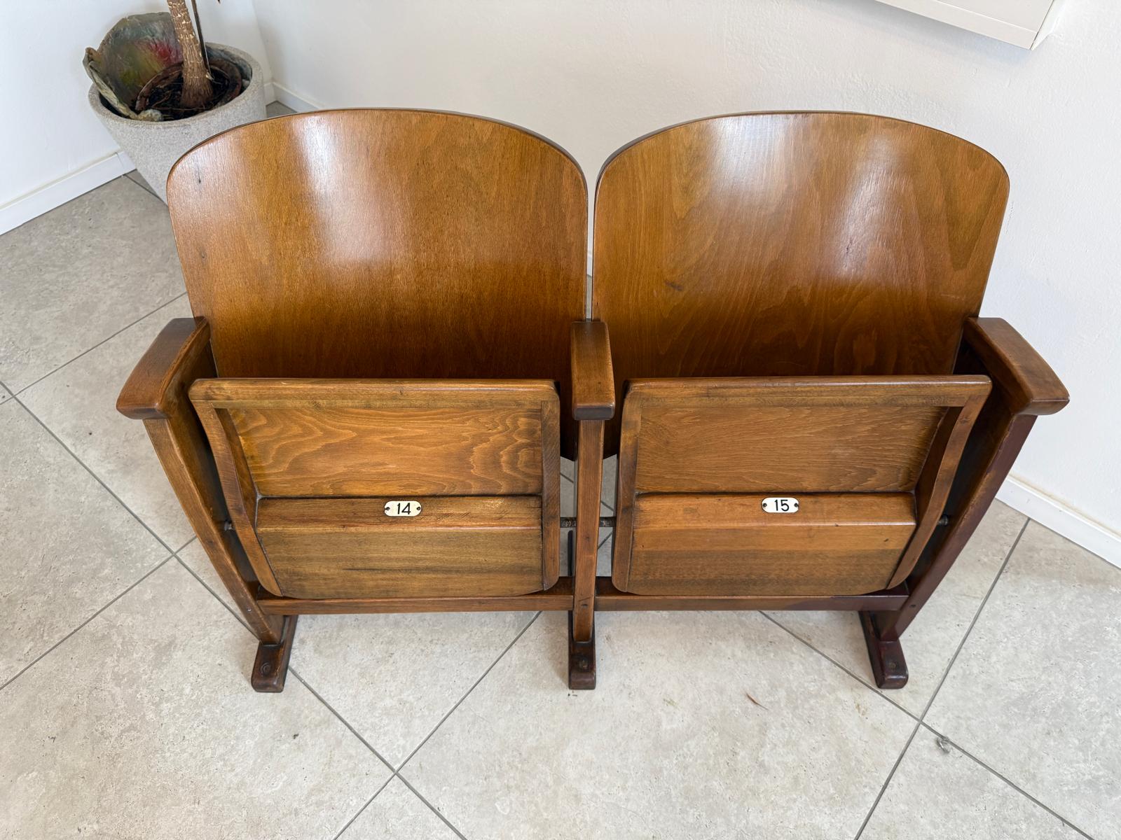Original Wiener Kinosessel 2er Sitz Klappstuhl Stuhl Nostalgie G1723