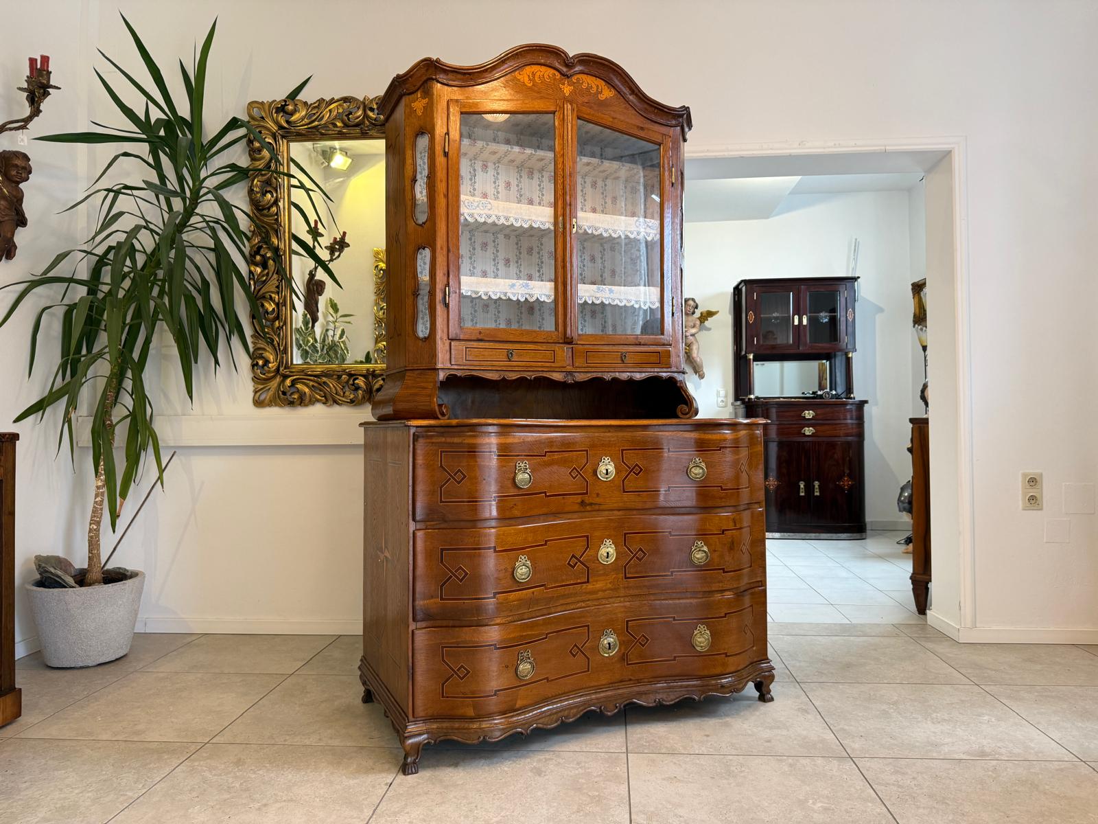 Barocke Aufsatzvitrine Aufsatzkommode Vitrine Antiquität Tabernakl Sale D1142