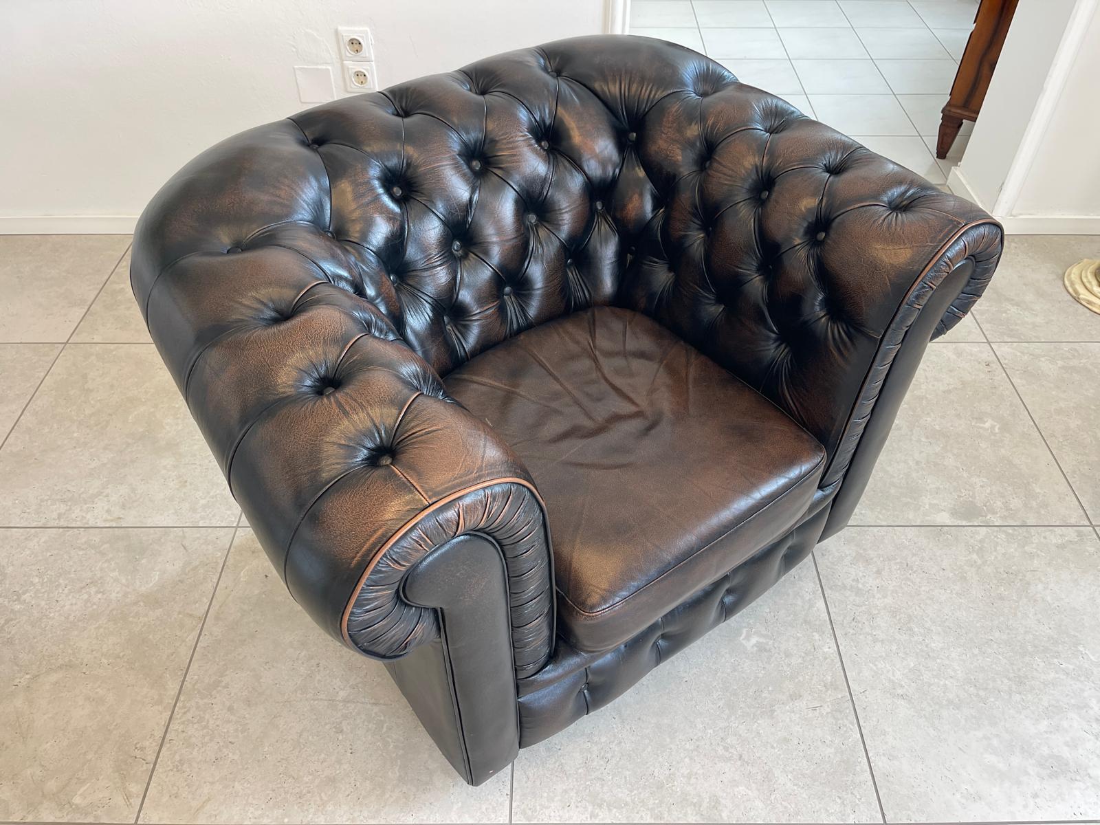 Chesterfield 1er Fauteuil Couch Zigarrenbraun Braun G1332