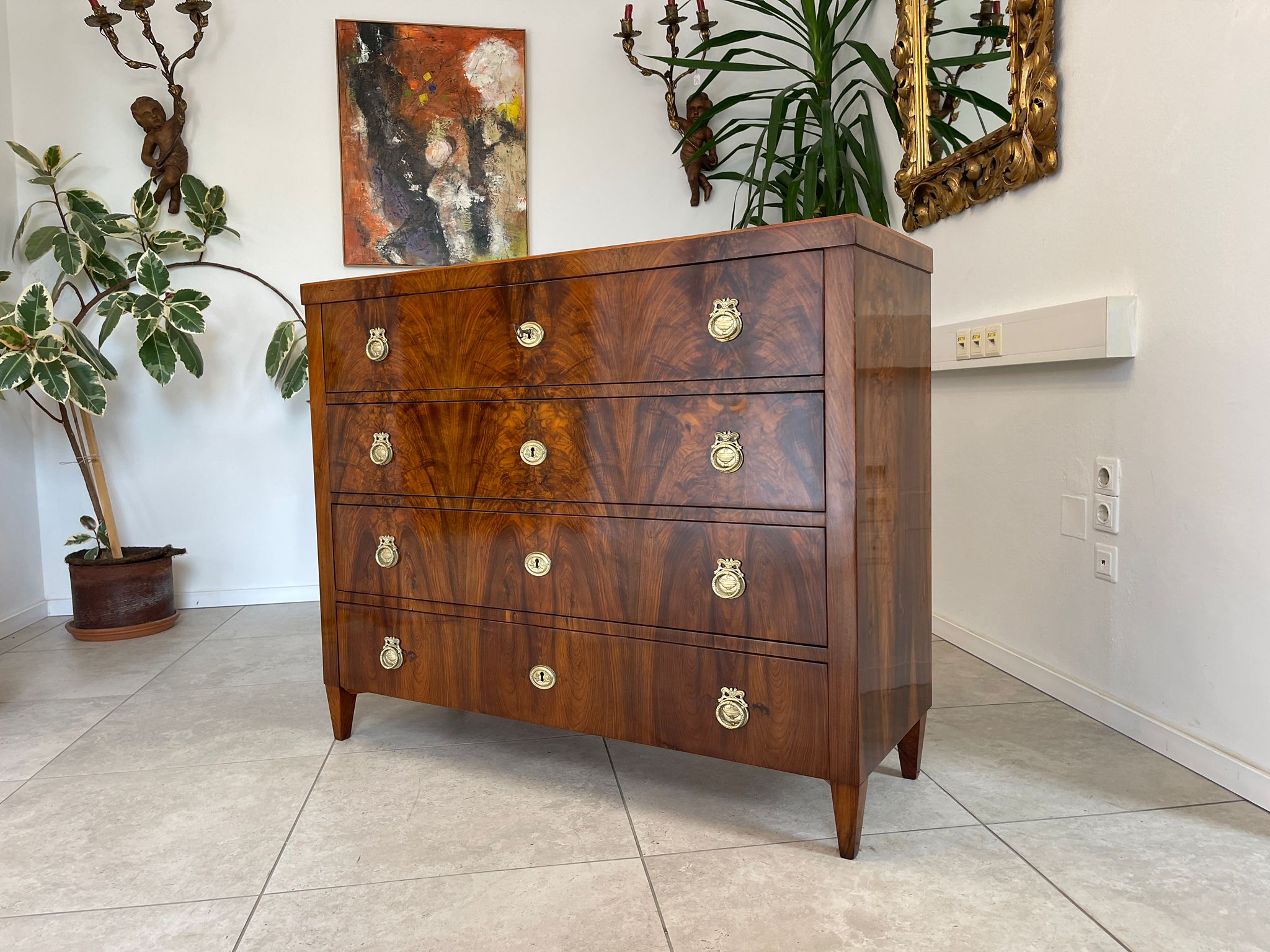 Restaurierte Biedermeier Kommode Sale Antiquität Nussholzfurnier G1681