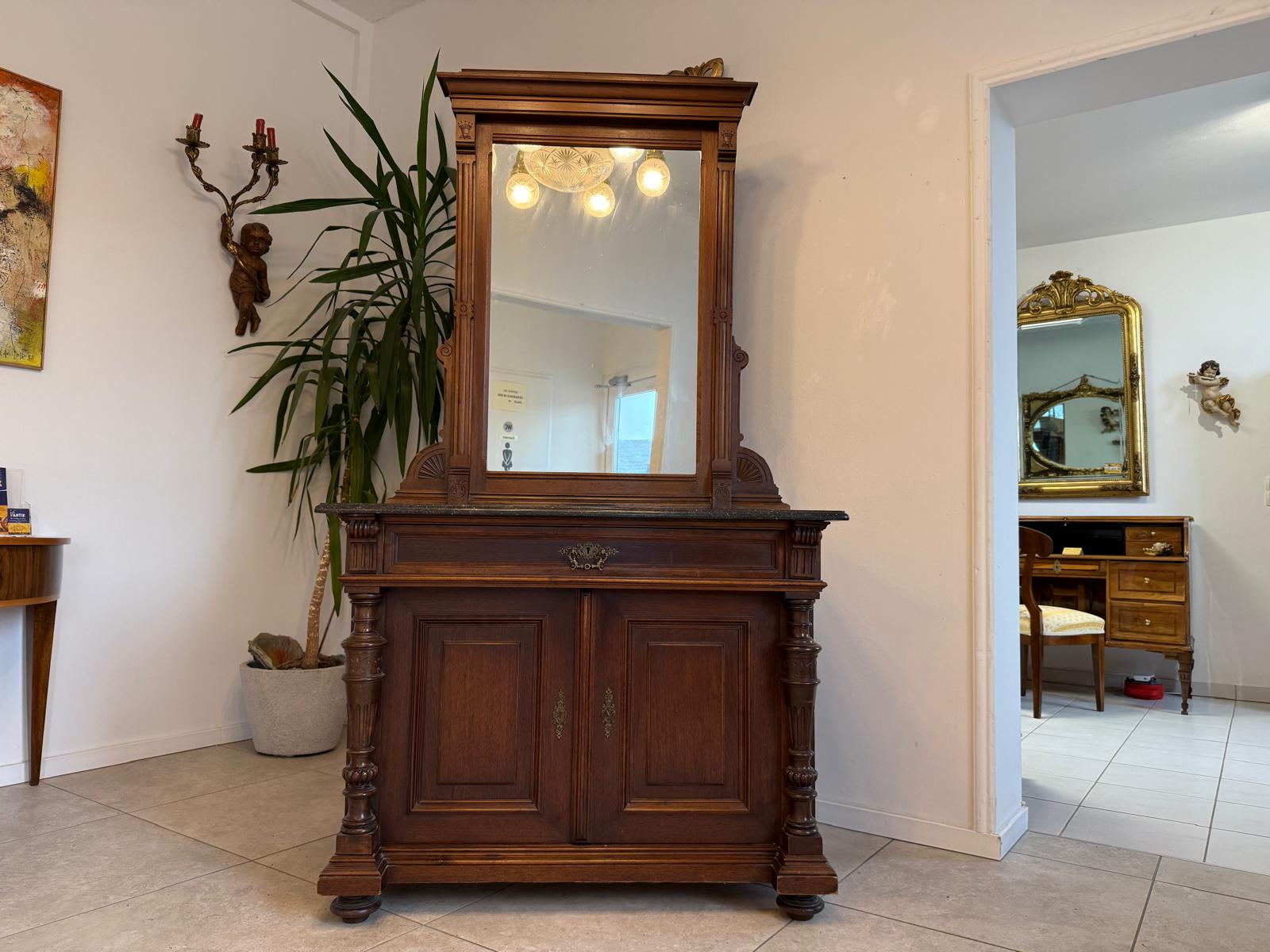 Originale Gründerzeit Anrichte mit Spiegel Waschtisch Historismus G2238