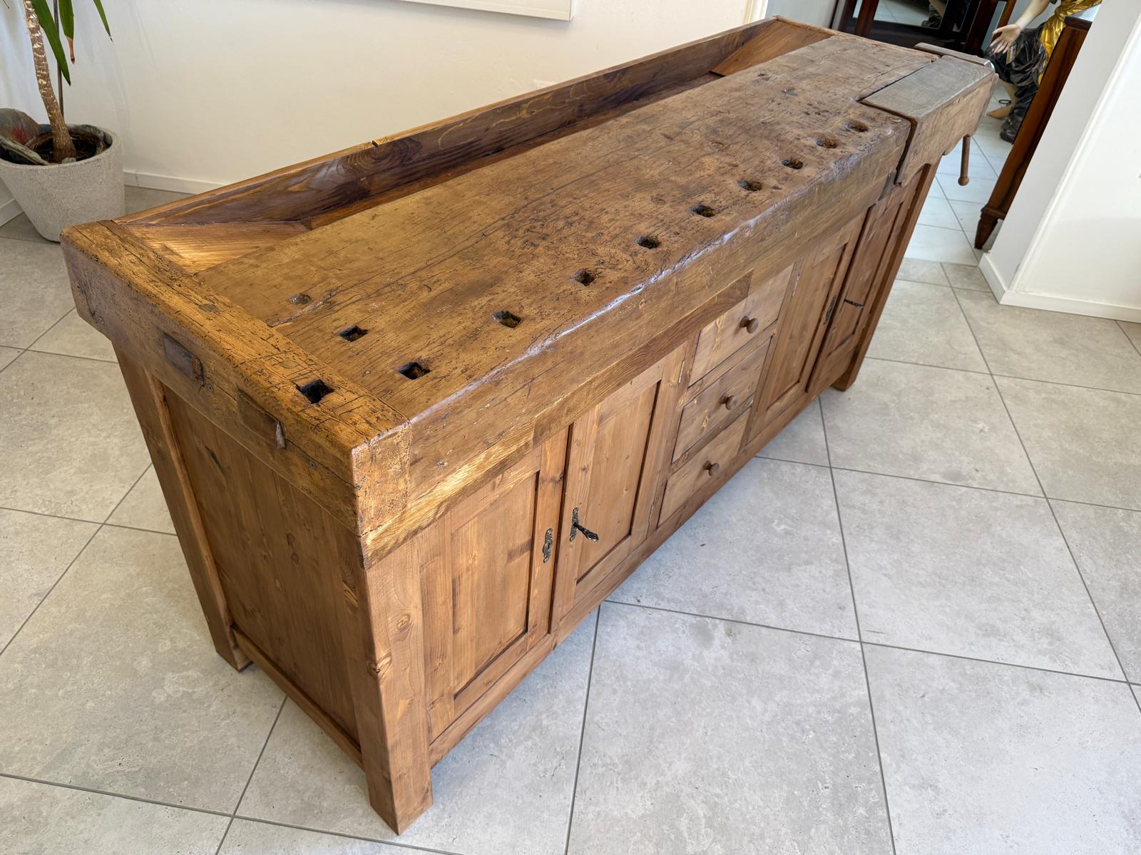 Urige Hobelbank Werkbank Pult Tresen Ladenschrank G2183