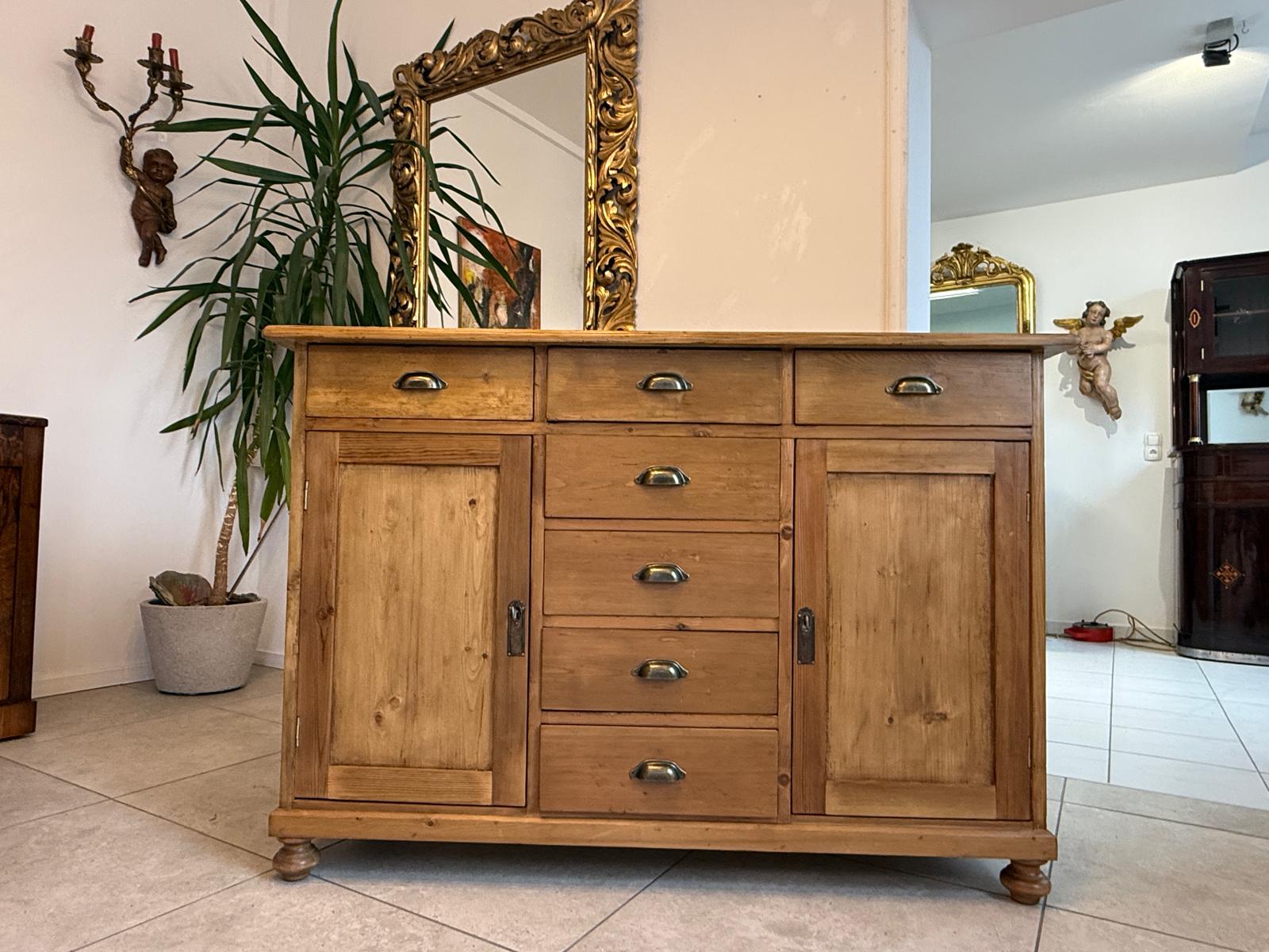 Originale Jugendstil Ladenkommode Ladenschrank Apothekerschrank Weichholz D1115