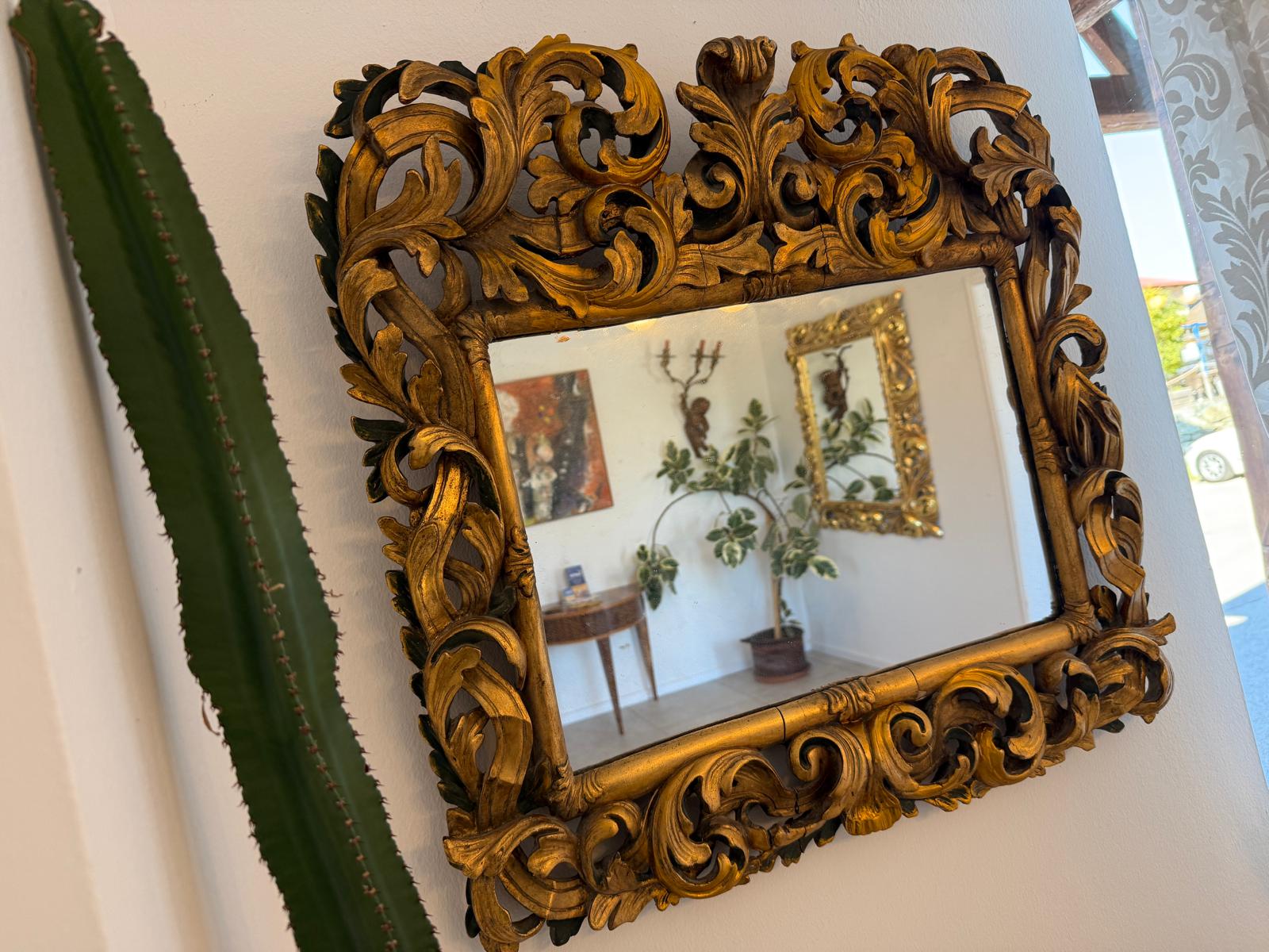 SALE Florentiner Spiegel Akanthusblattschnitzkunst Holzschnitzerei G2173