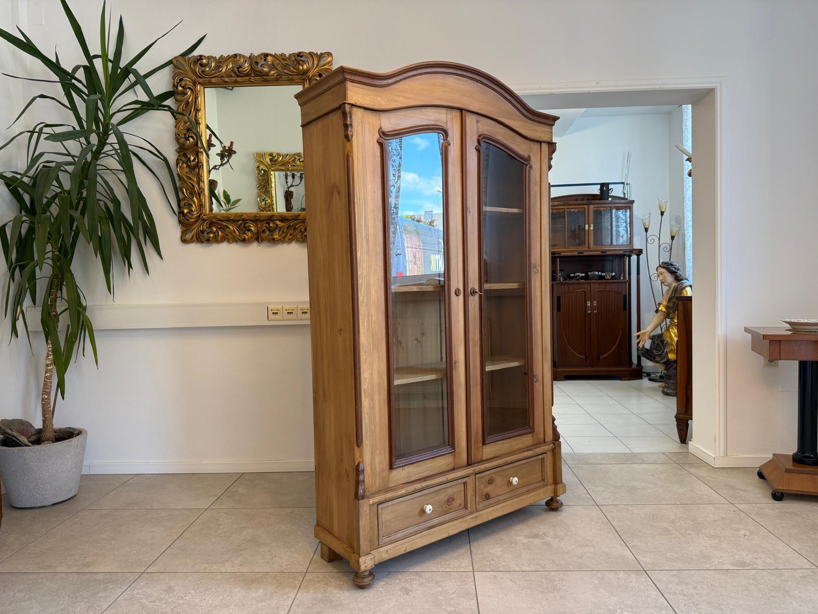 Originale Vitrine Glasvitrine Bücherschrank Bauernvitrine Antik Bauernkasten G1933