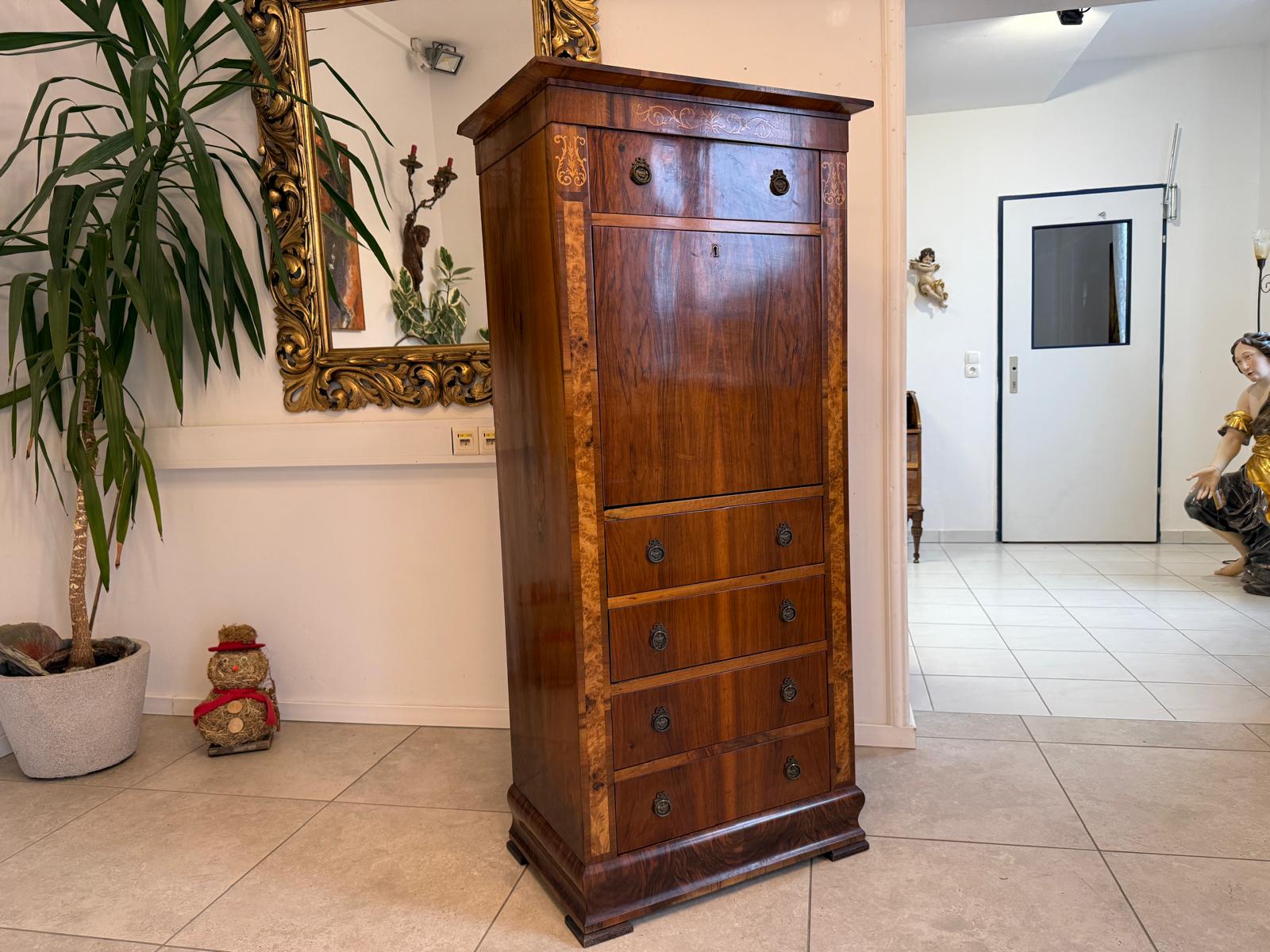 Zierlicher Barocker Sekretär Schreibtisch Wurzelholz G2302