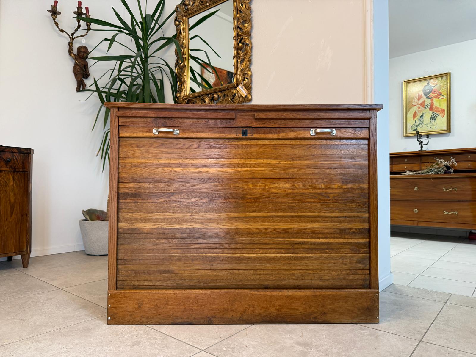 Jugendstil Rolladenschrank Antik Braun Büroschrank G2018