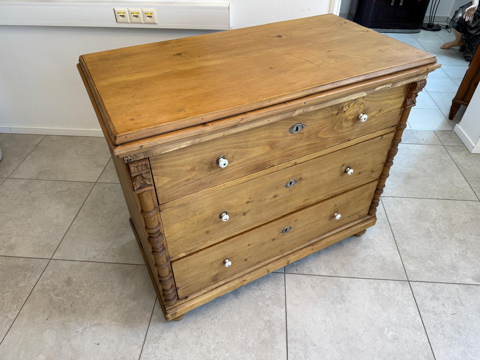 Biedermeier Kommode 3 Ladenkommode Antik Restauriert D2486