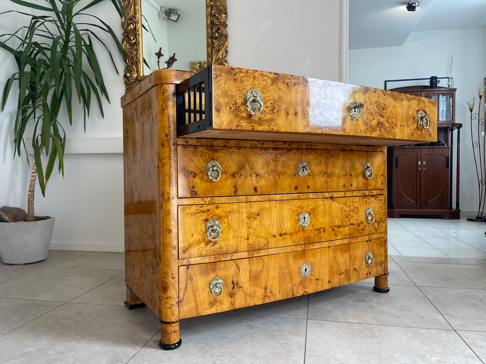 Restaurierte Biedermeier Schreibkommode Sekretär Pappelholz Antiquität G1747