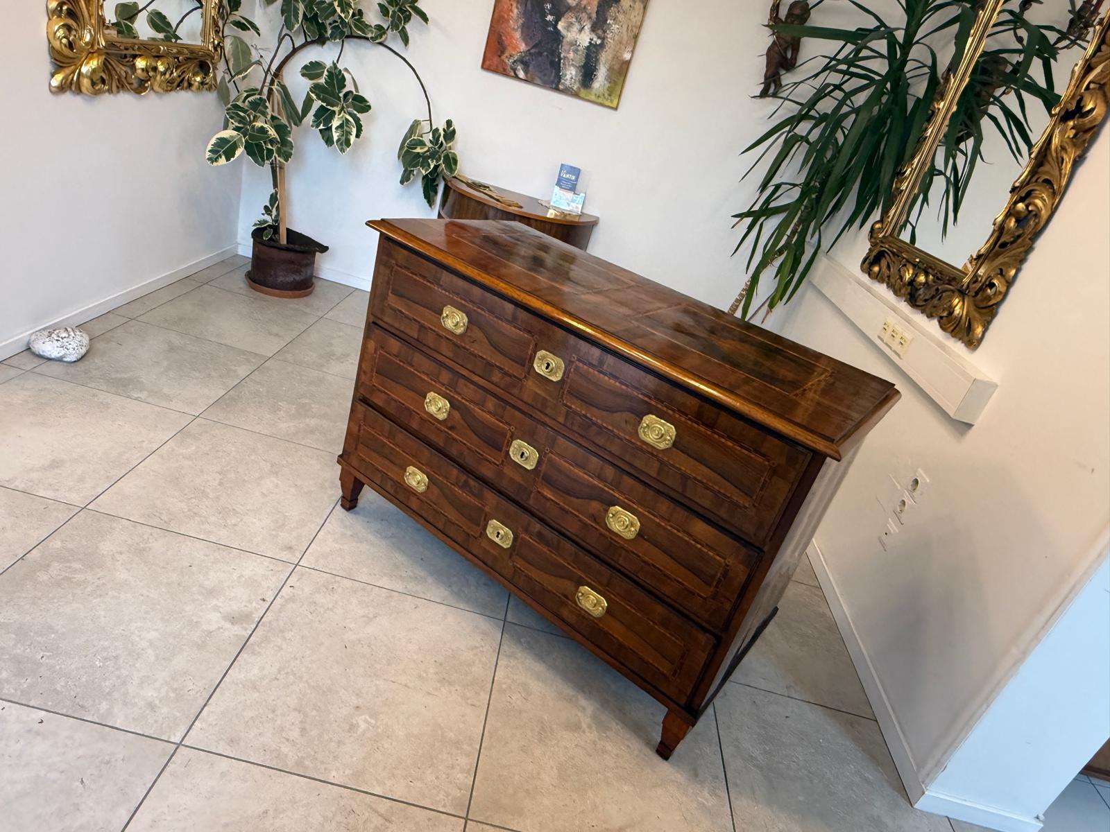 Barock Kommode Obstholz Marketerien Antiquität Nussholz  G2369