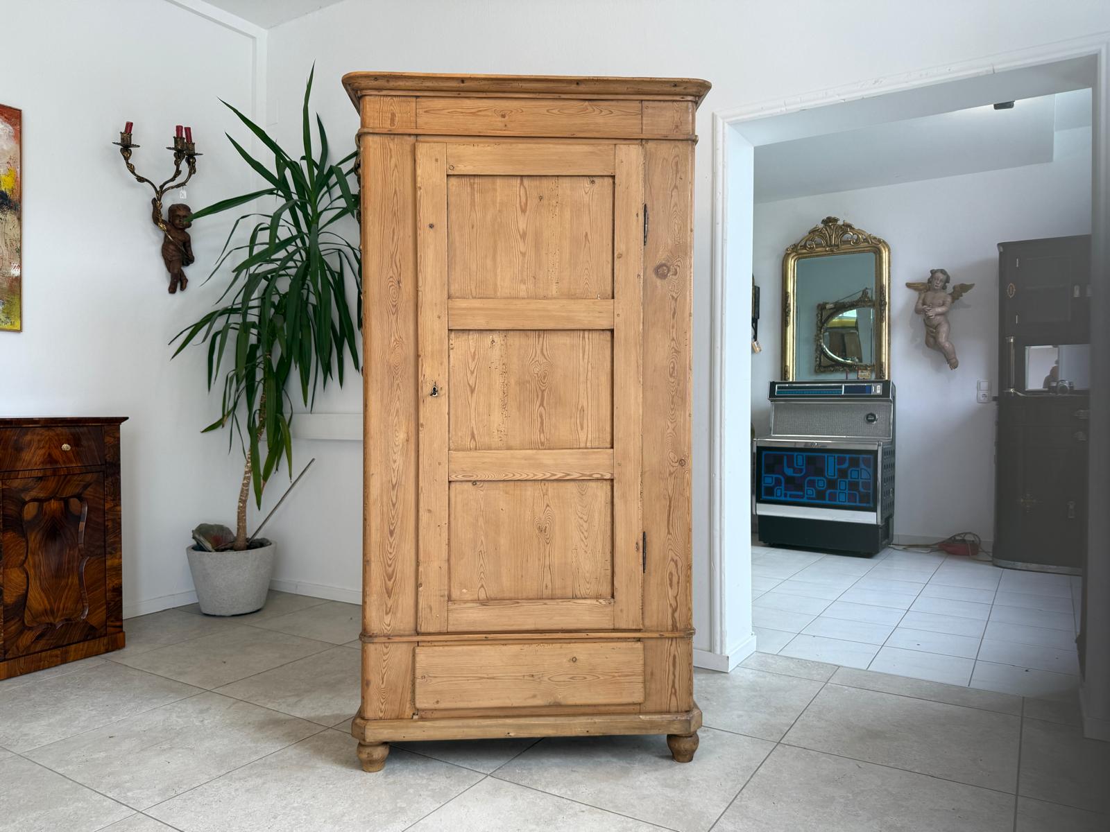 Bäuerlicher Kleiderschrank Naturholz Bauernschrank Bauernmöbel Kasten D2412