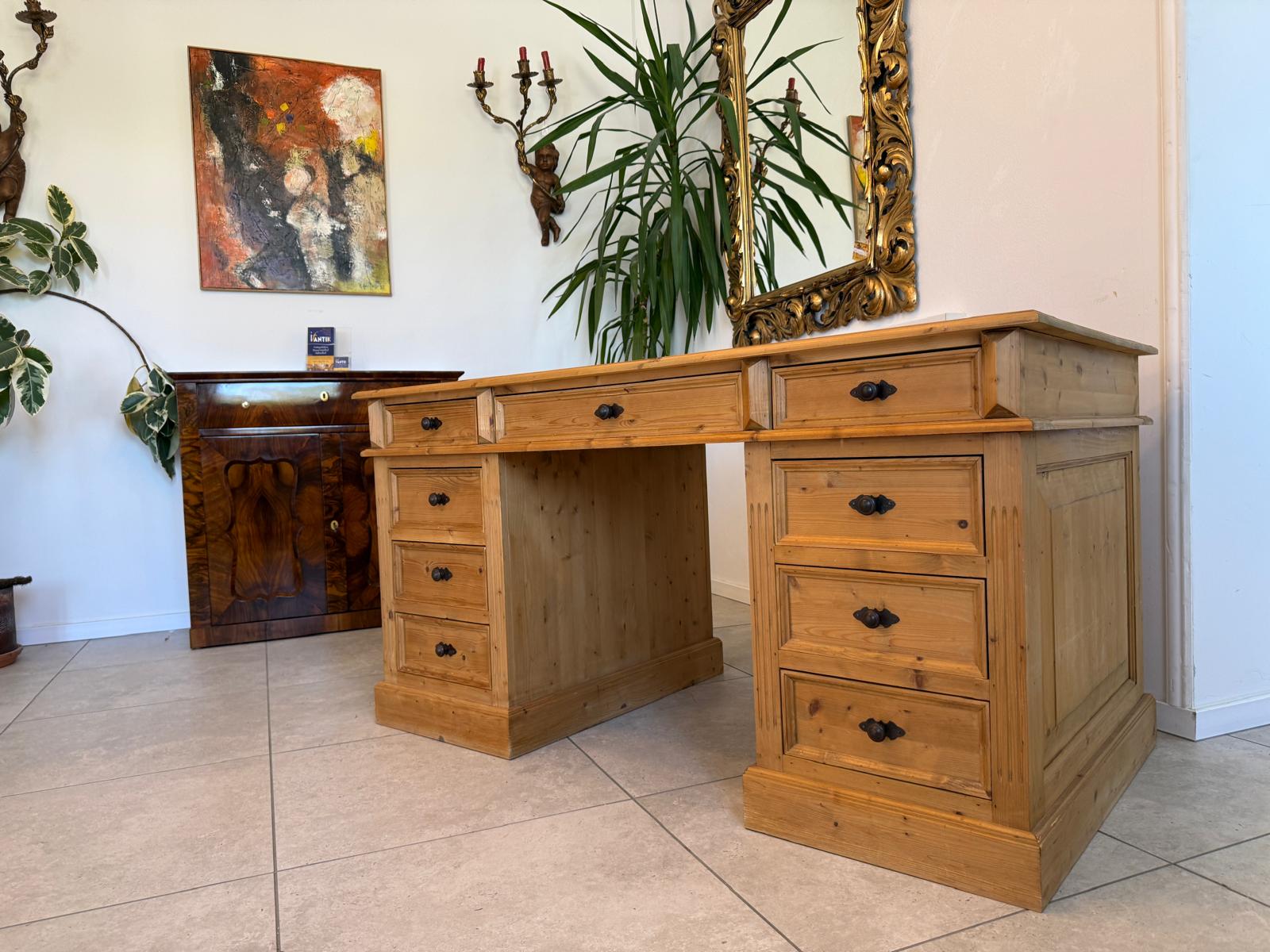 Bäuerlicher Gründerzeit Schreibtisch Sekretär Weichholz D2403