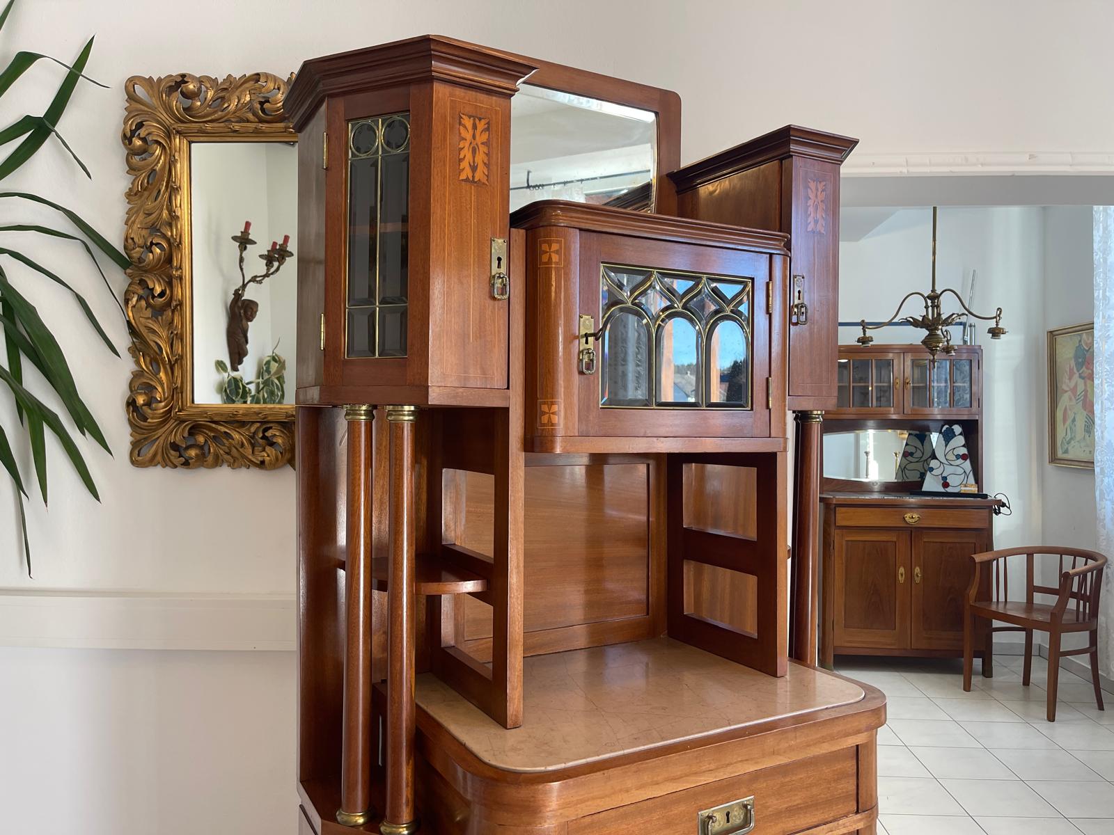 Traum Jugendstil Kredenz Bücherschrank Antiquität G1100