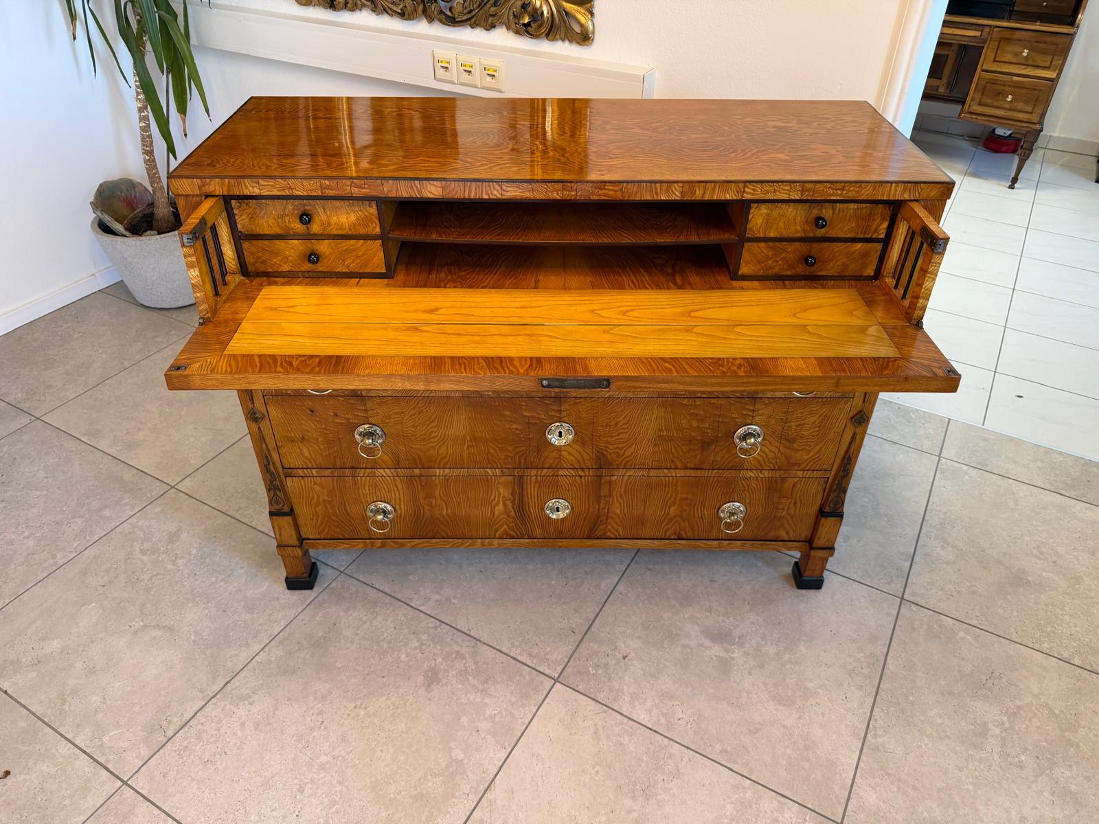 SALE Restaurierte Biedermeier Schreibkommode Eschenholz Antiquität Antikmöbel G2157