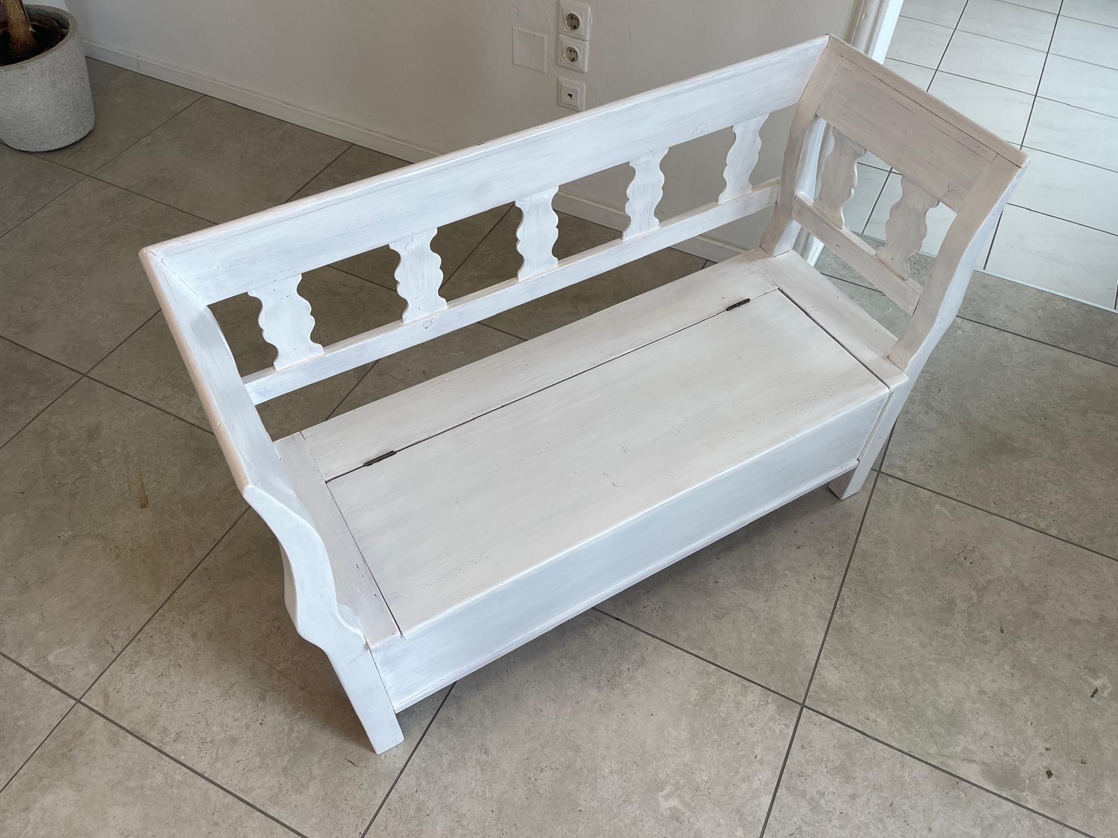 Provinzielle Truhenbank Küchenbank Naturholzbank Shabby Chic G1693