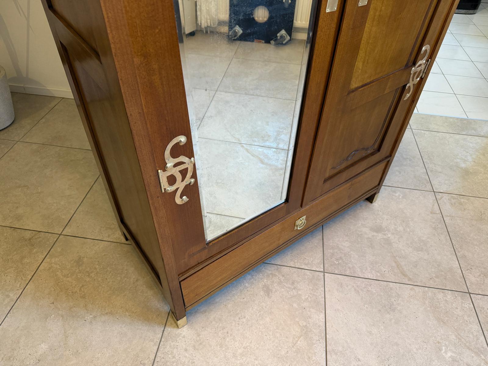 Jugendstil Spiegelschrank Kleiderschrank Bücherschrank Restauriert D1191