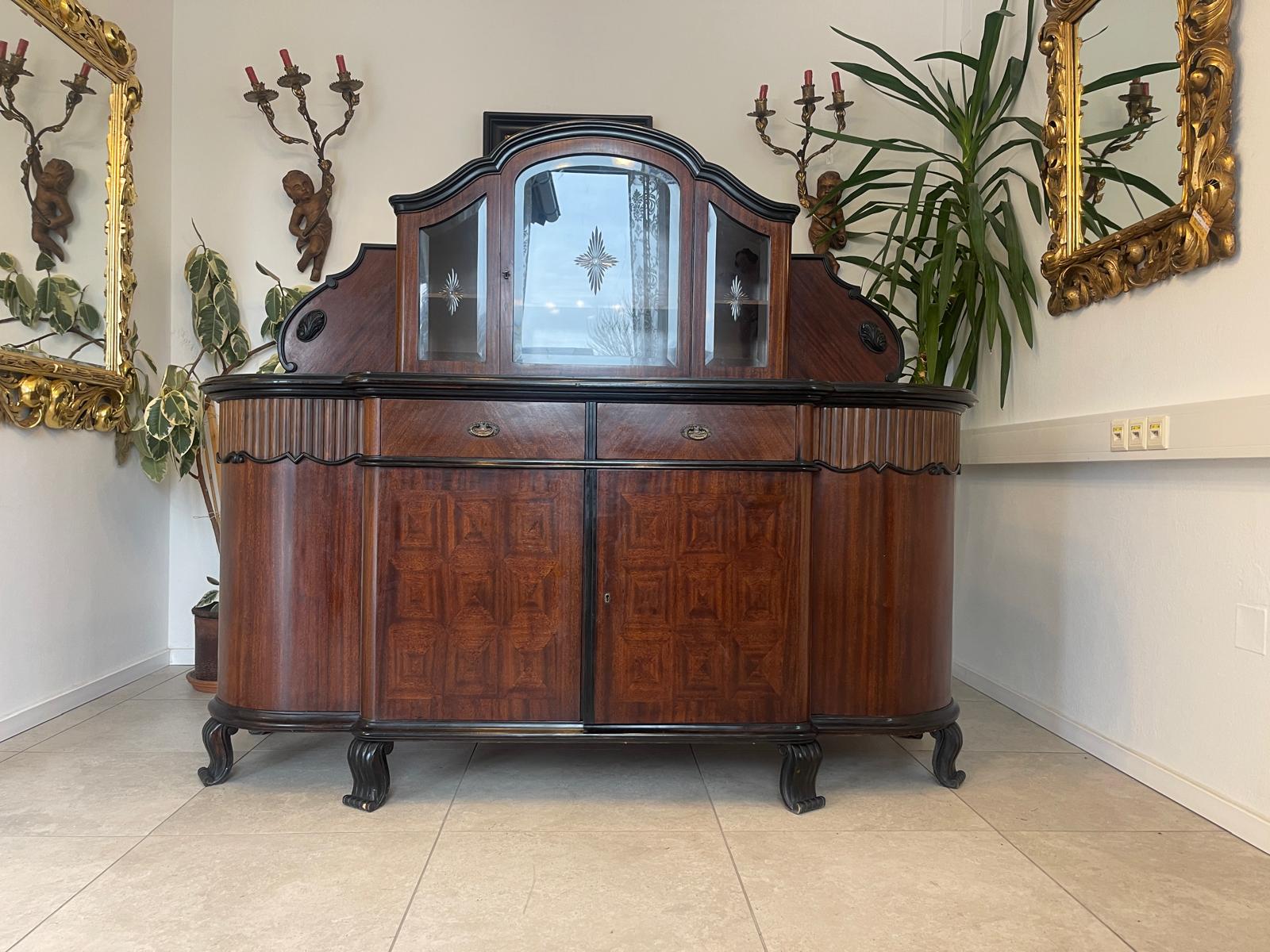 Historismus Glas Vitrine Anrichte Barschrank Sideboard mit Schnitzarbeiten G1142 Historismus Glas Vitrine Anrichte Barschrank Sideboard mit Schnitzarbeiten G1142