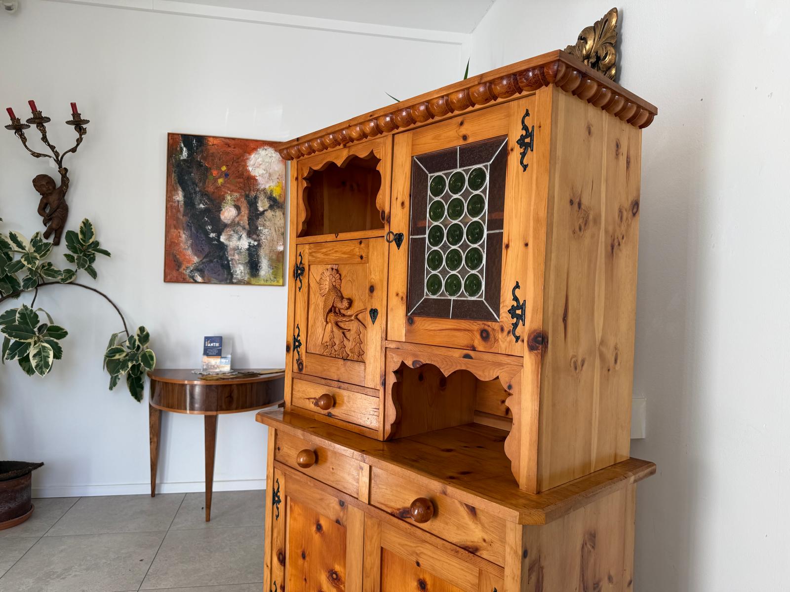 Zirbenholz Kredenz Butzenglas Küchenschrank G2176