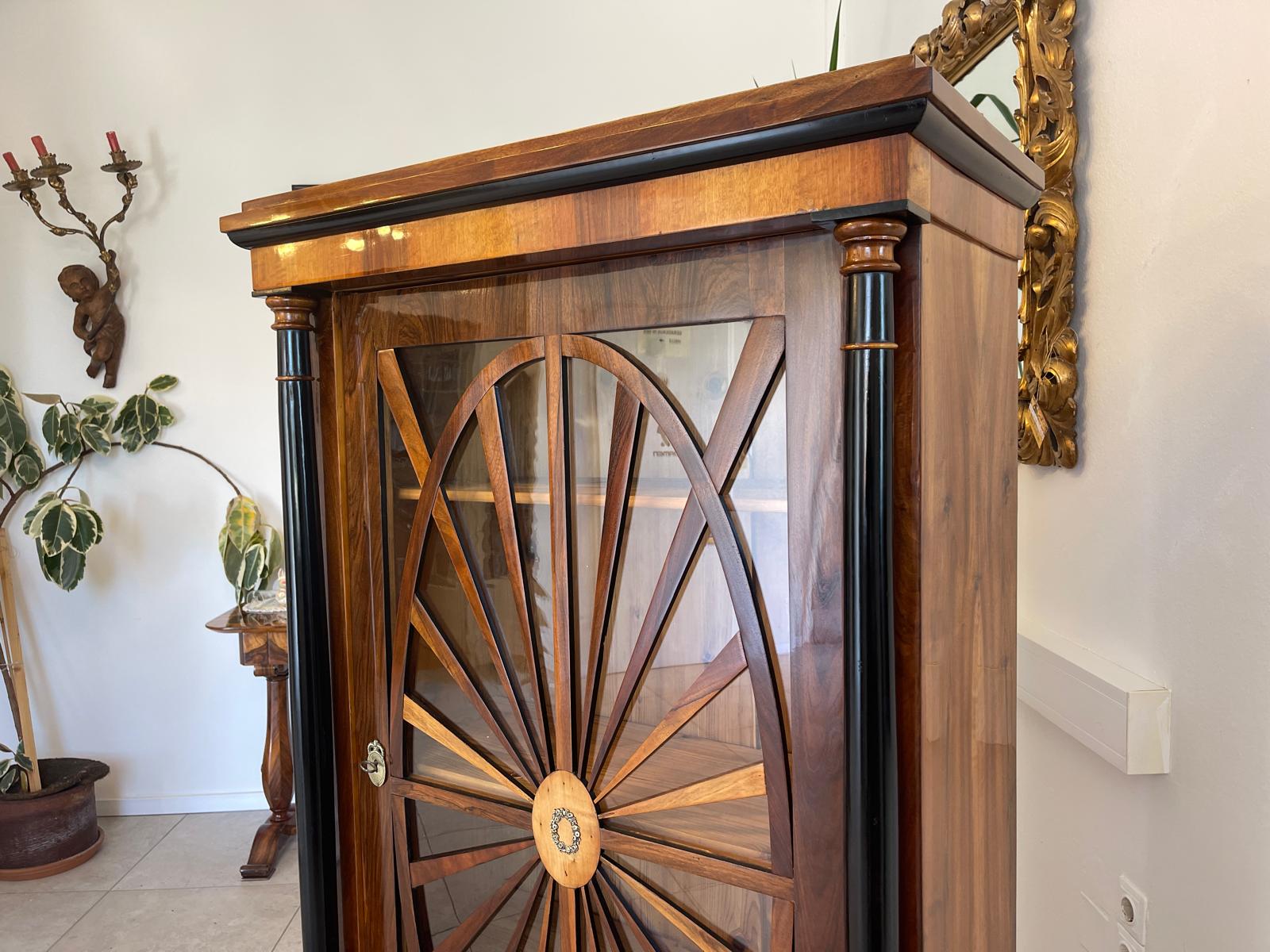 Sale Empire Vitrine Sonnenvitrine Bücherschrank Bibliotheksschrank NussholzAntiquität G1373-1