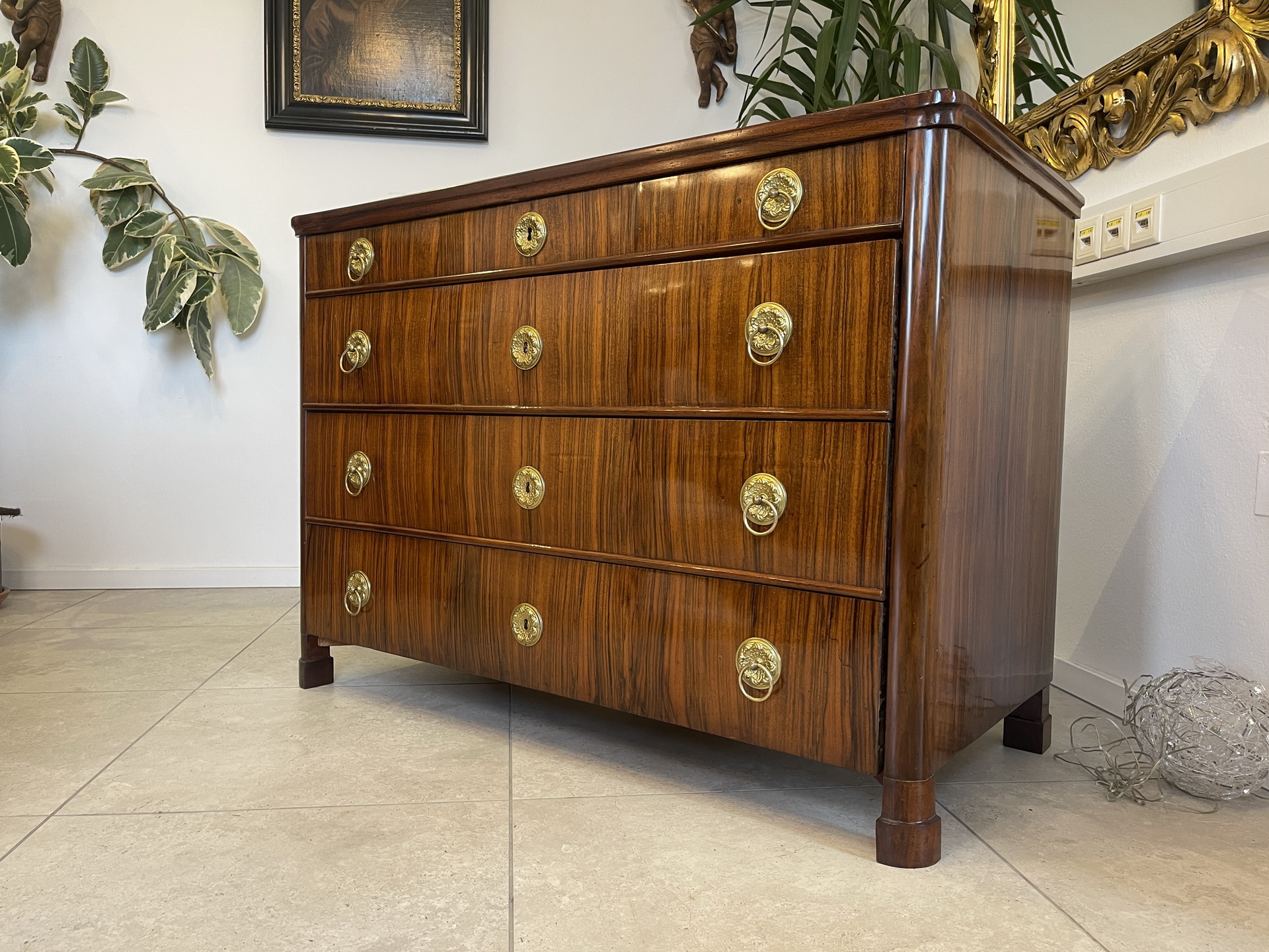 Biedermeier-Barock-47 Restaurierte Nussholzfurnierte Biedermeier Schreibkommode A4021