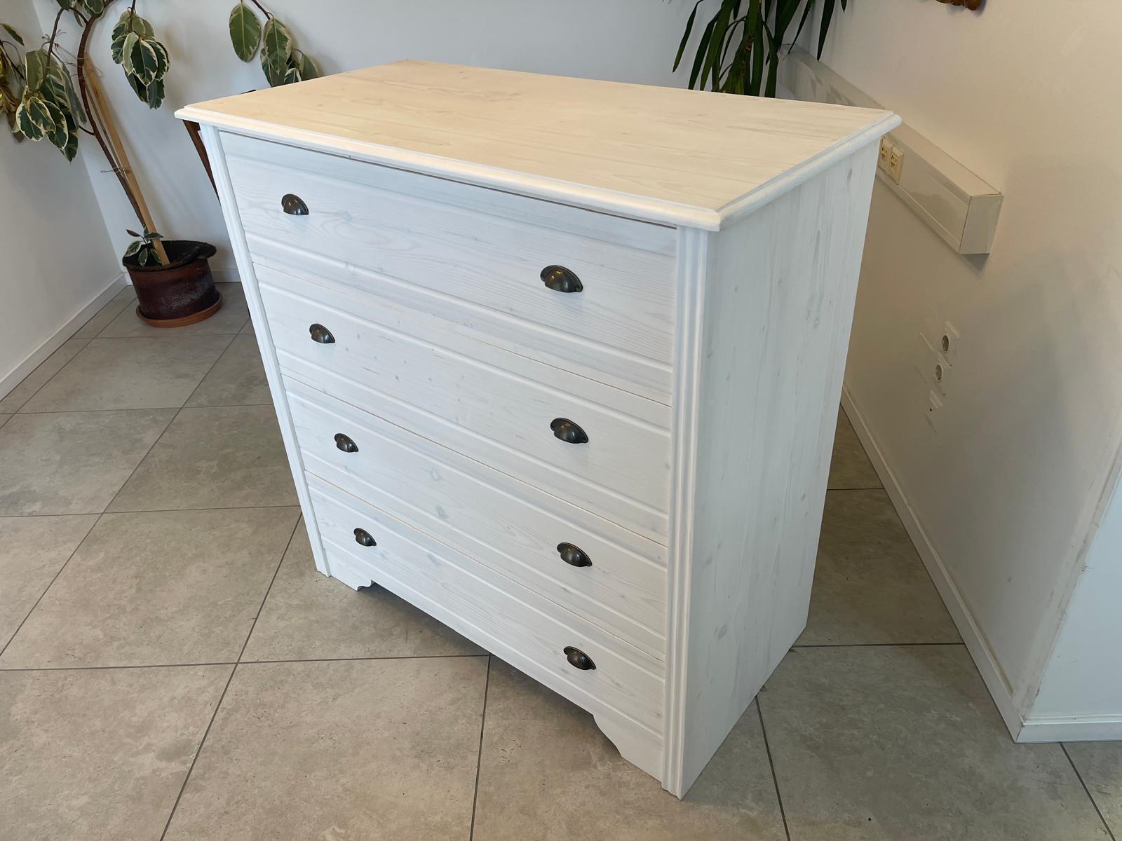 Bäuerliche Anrichte Sideboard Kommode Naturholz Fichtenholz Weiss G1071