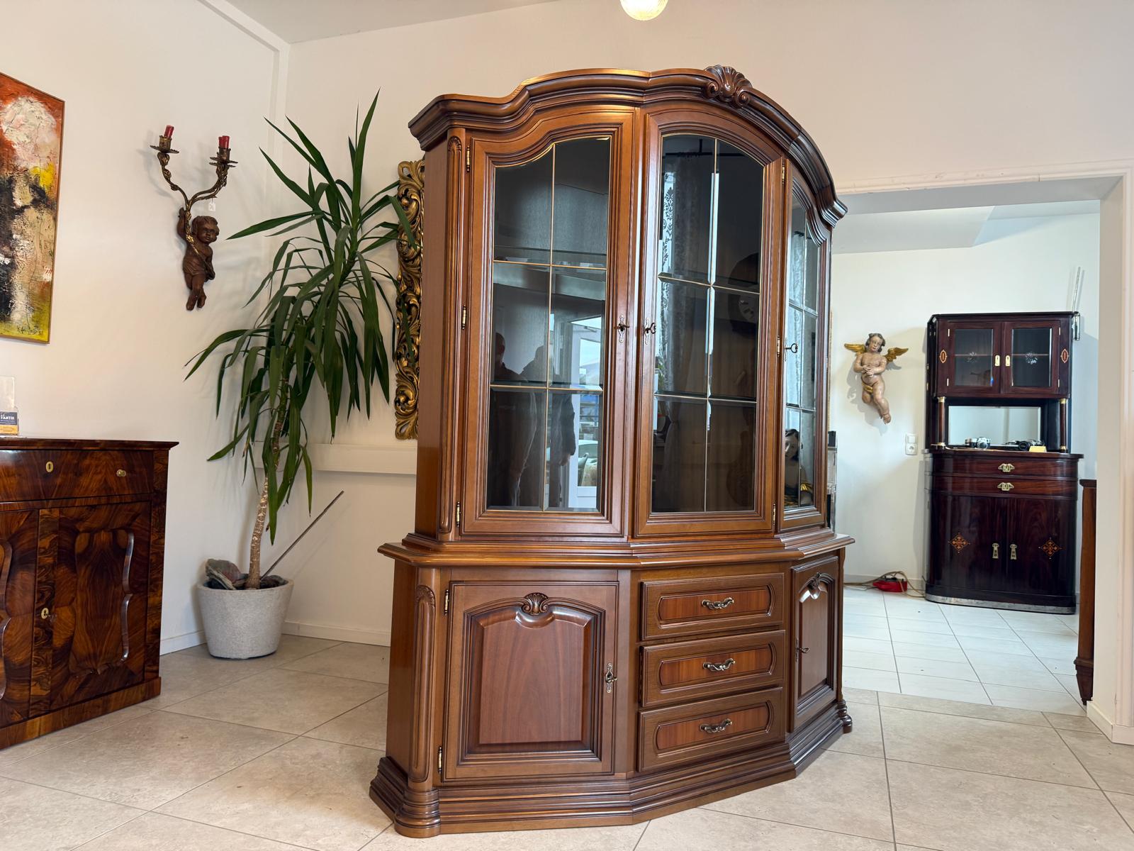 Barockstil Vitrine Buchenholz Bücherschrank Stilschrank D2370-1