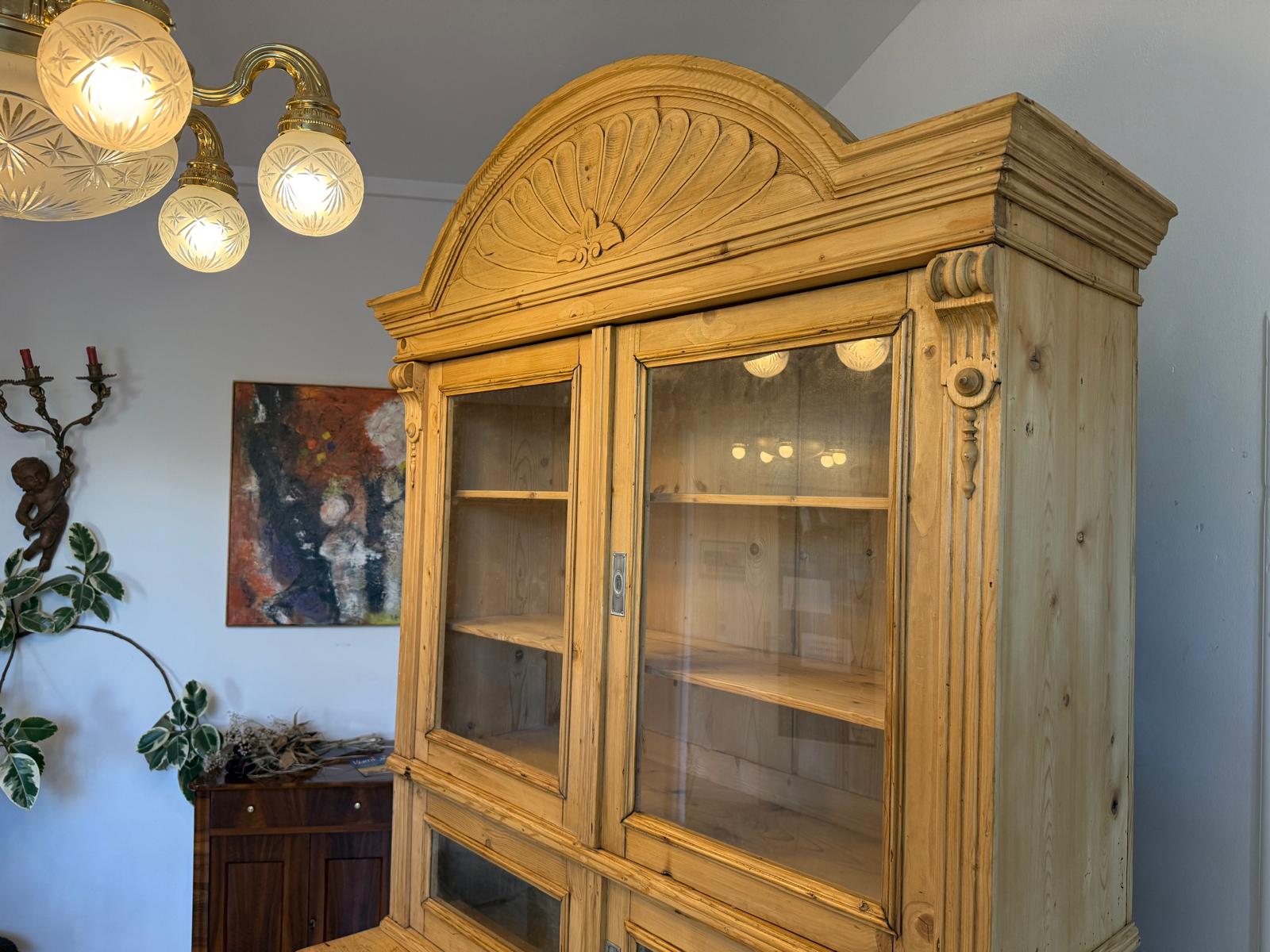 Gründerzeit Muschelkredenz - ein Küchenschrank aus Fichtenholz um 1880 D2920