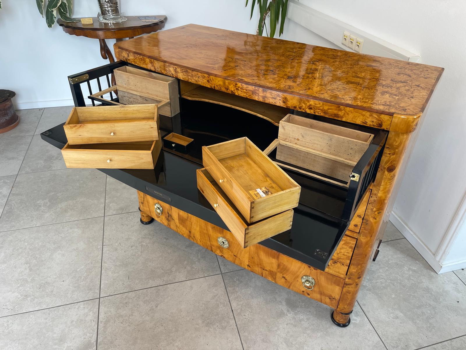 Restaurierte Biedermeier Schreibkommode Sekretär Pappelholz Antiquität G1747