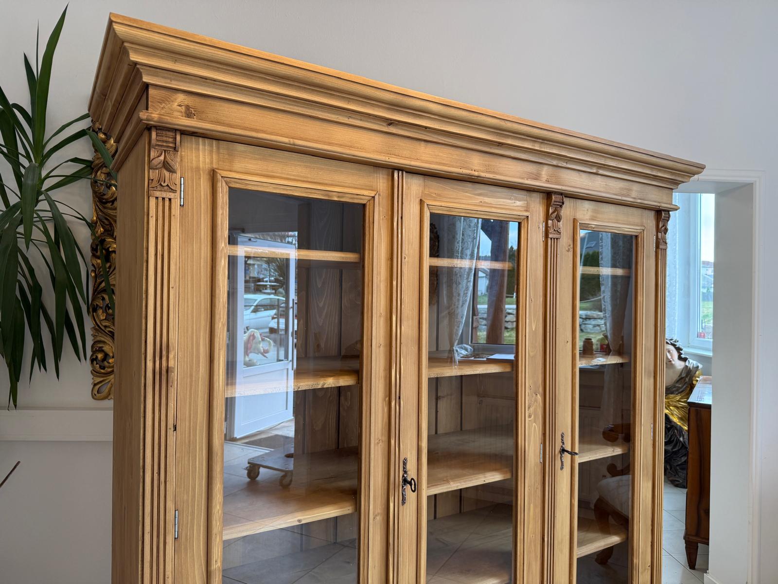 Bäuerliche Vitrine Bauernvitrine Naturholz Bücherschrank D2288