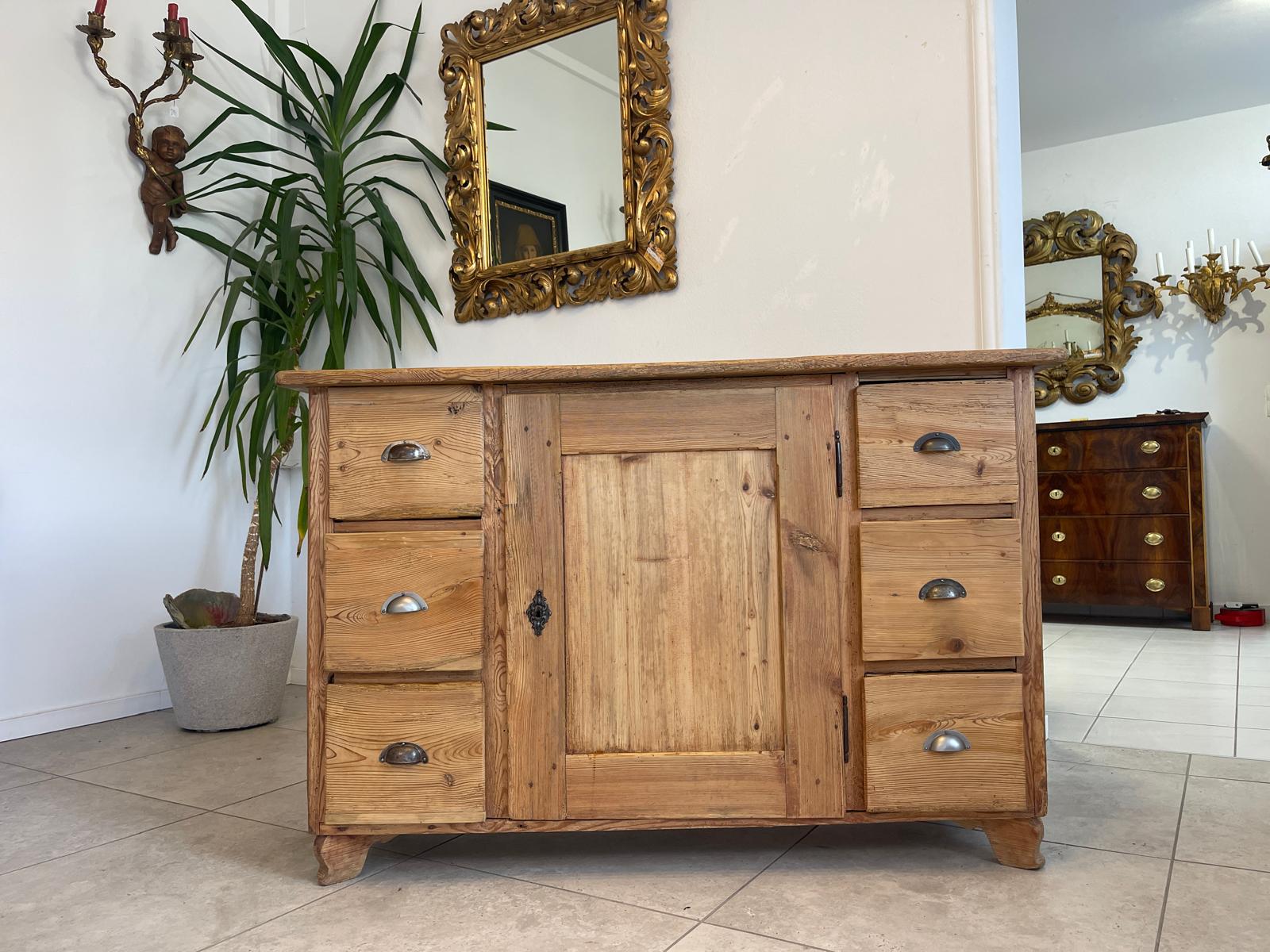 Bäuerliche Anrichte Sideboard Kommode Naturholz E1017