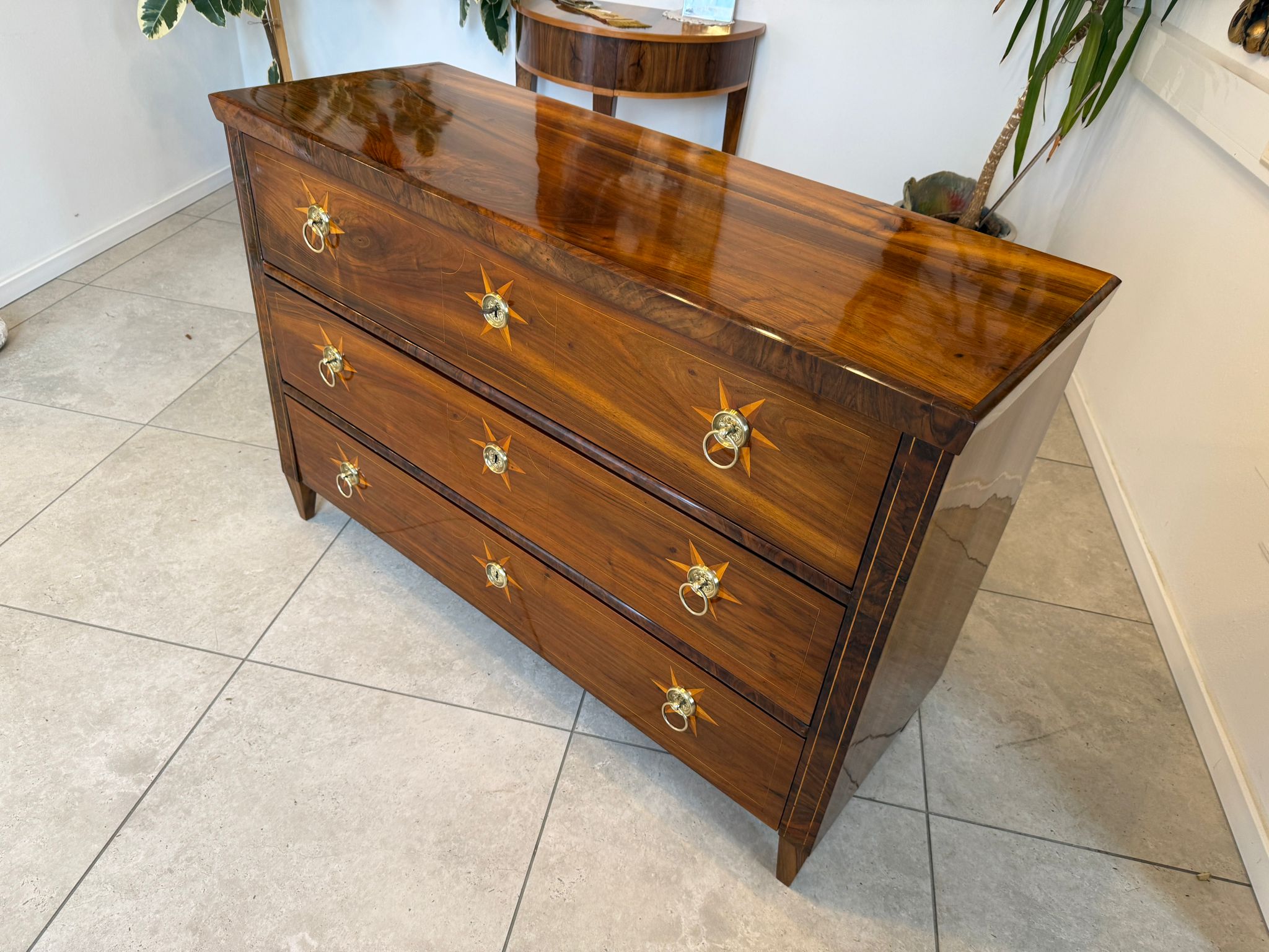 Restaurierte Biedermeier Kommode 3 Ladenkommode Nussholz Antiquität D1044