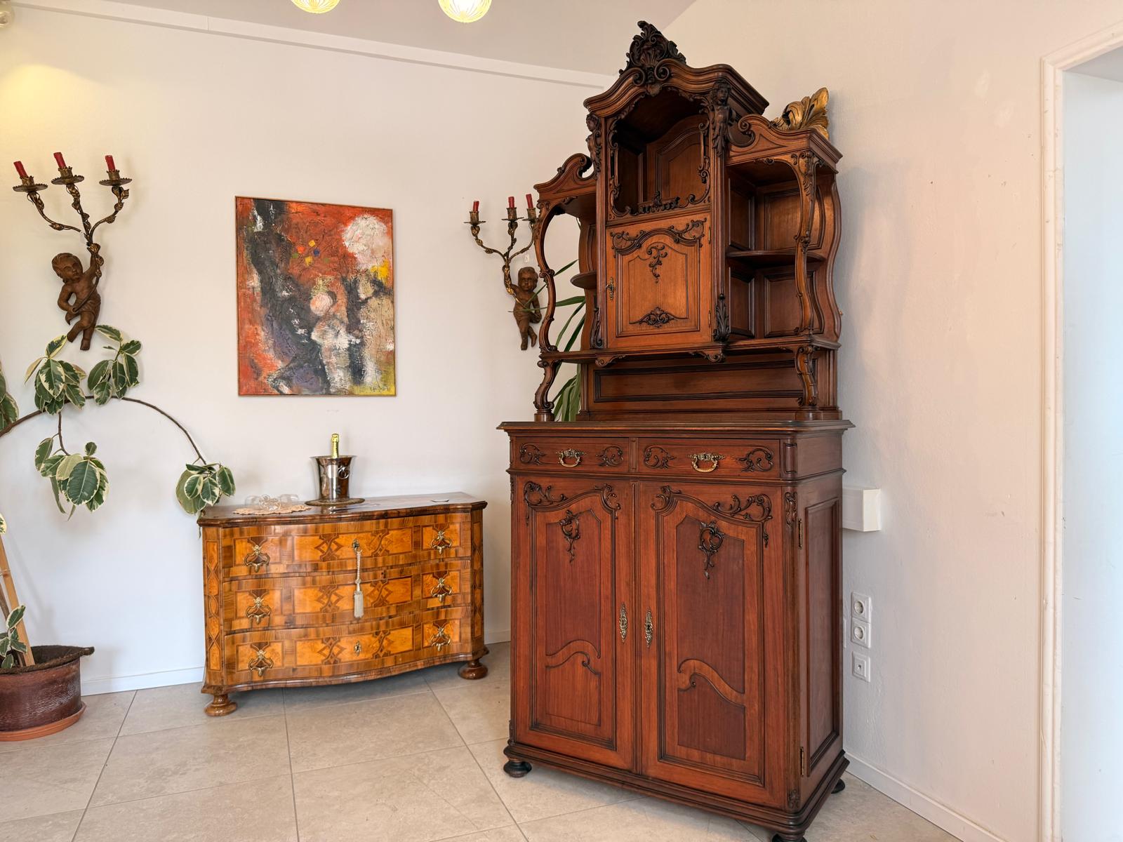 Traum Pfeiferlbarock Aufsatzbuffet Altarschrank Buffetschrank Eichenholz  D2659